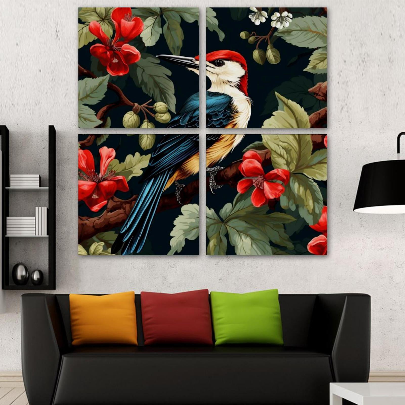 OWNSERIES Woodpecker Pattern 4PC Frameless Canvas Wall Art Paintings ...