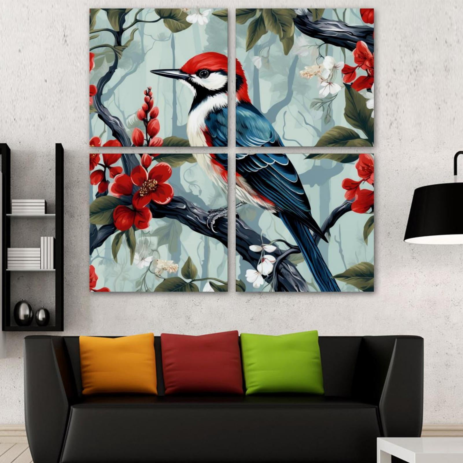 OWNSERIES Woodpecker Pattern 4PC Frameless Canvas Wall Art Paintings ...