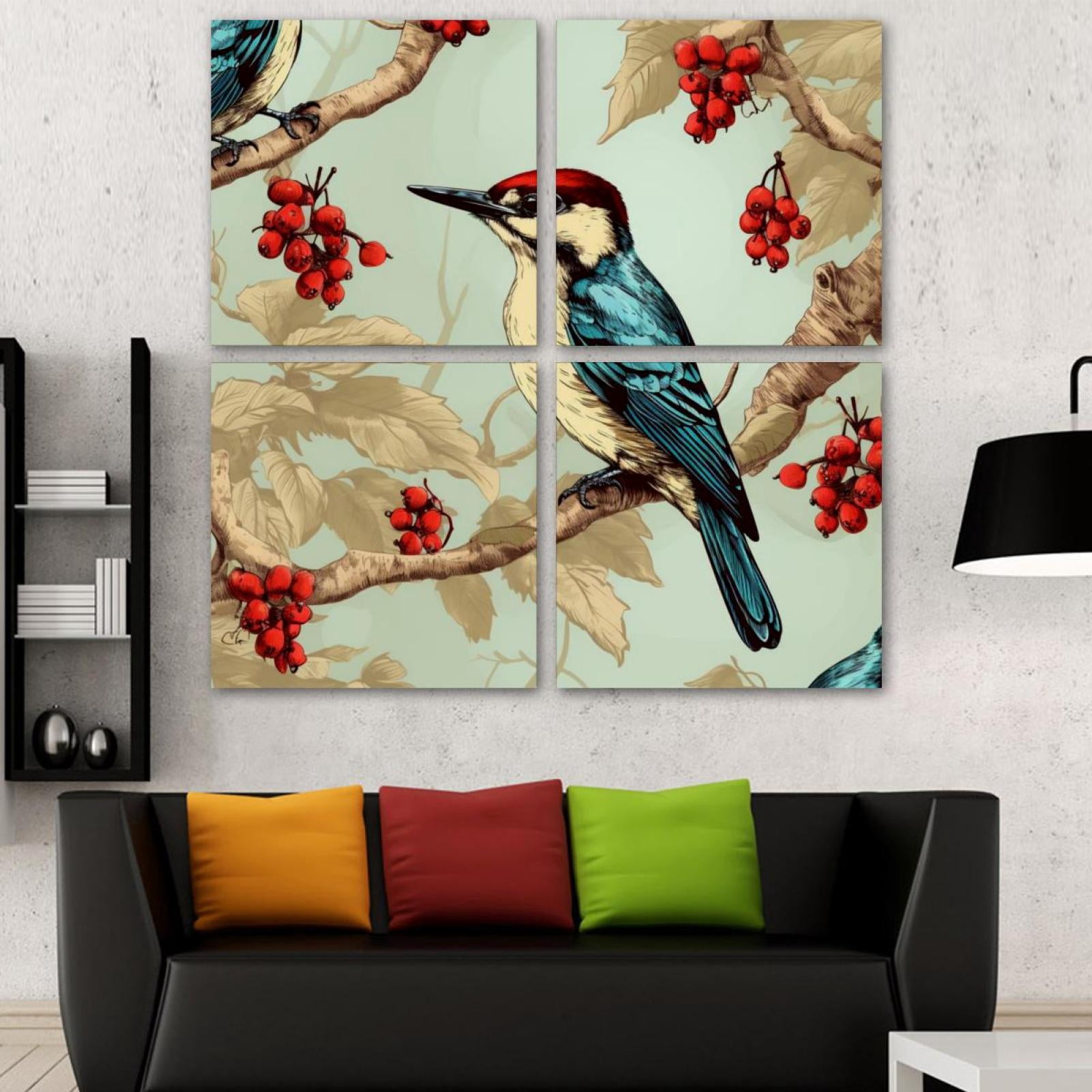 OWNSERIES Woodpecker Pattern 4PC Frameless Canvas Wall Art Paintings ...