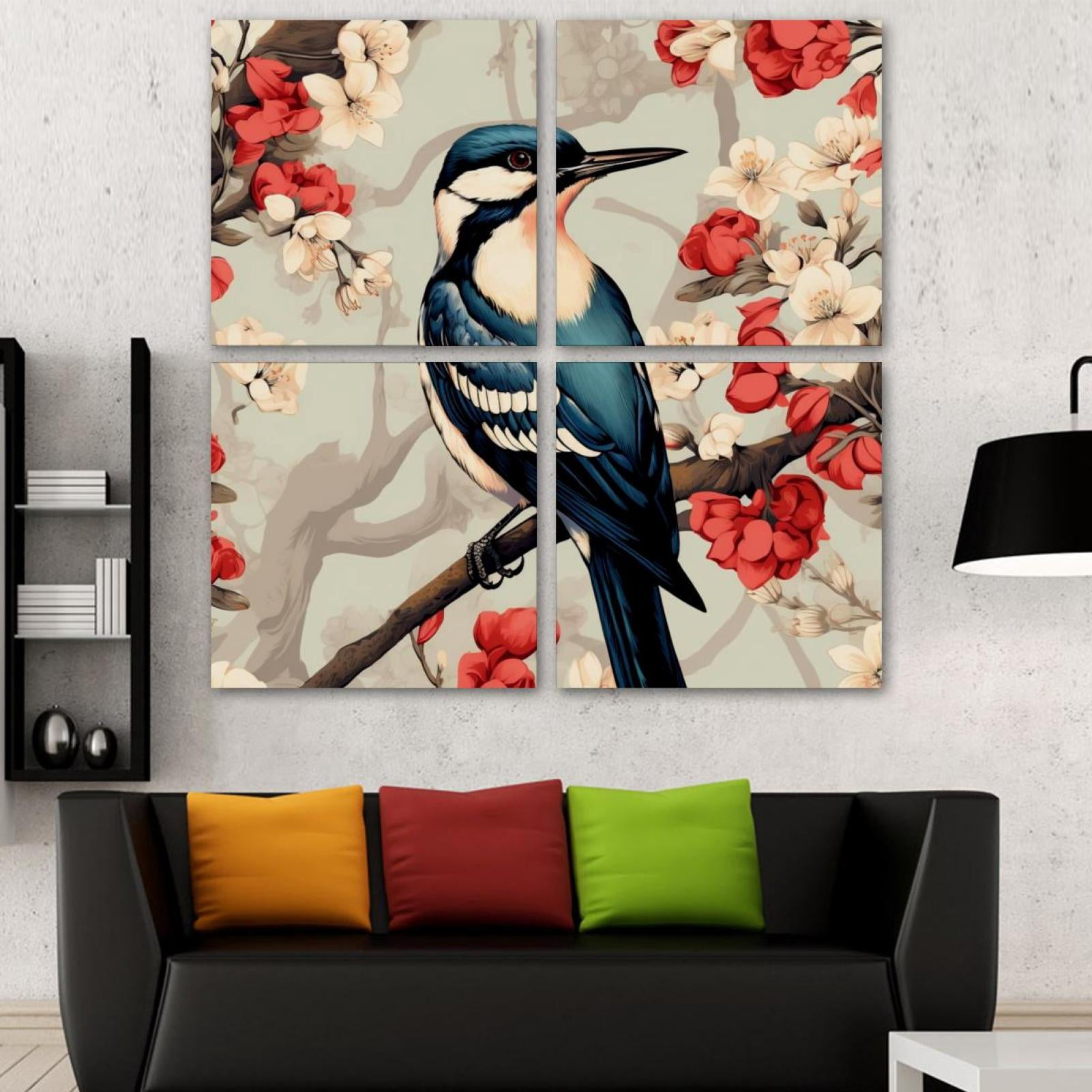 OWNSERIES Woodpecker Pattern 4PC Frameless Canvas Wall Art Paintings ...