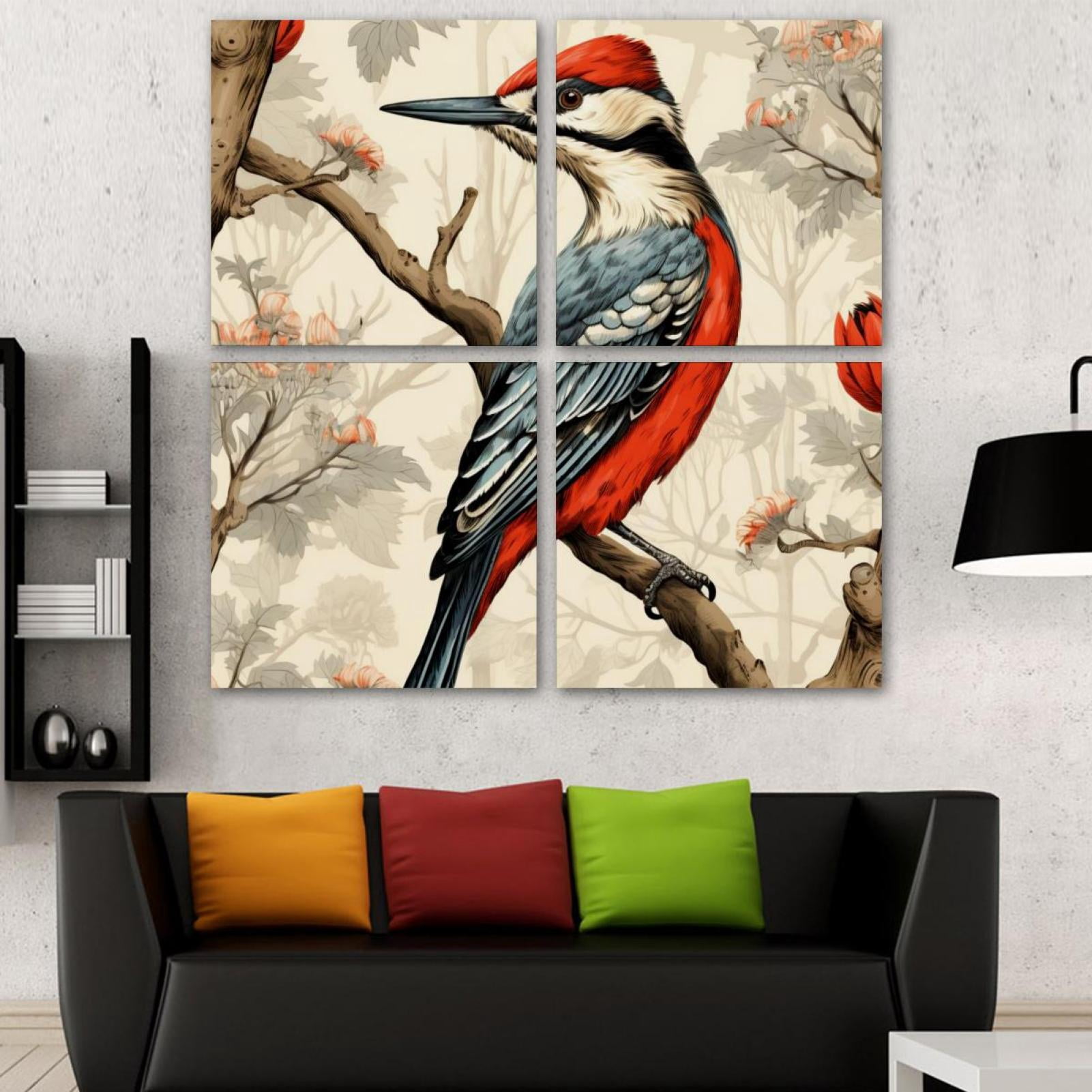 OWNSERIES Woodpecker Pattern 4PC Frameless Canvas Wall Art Paintings ...