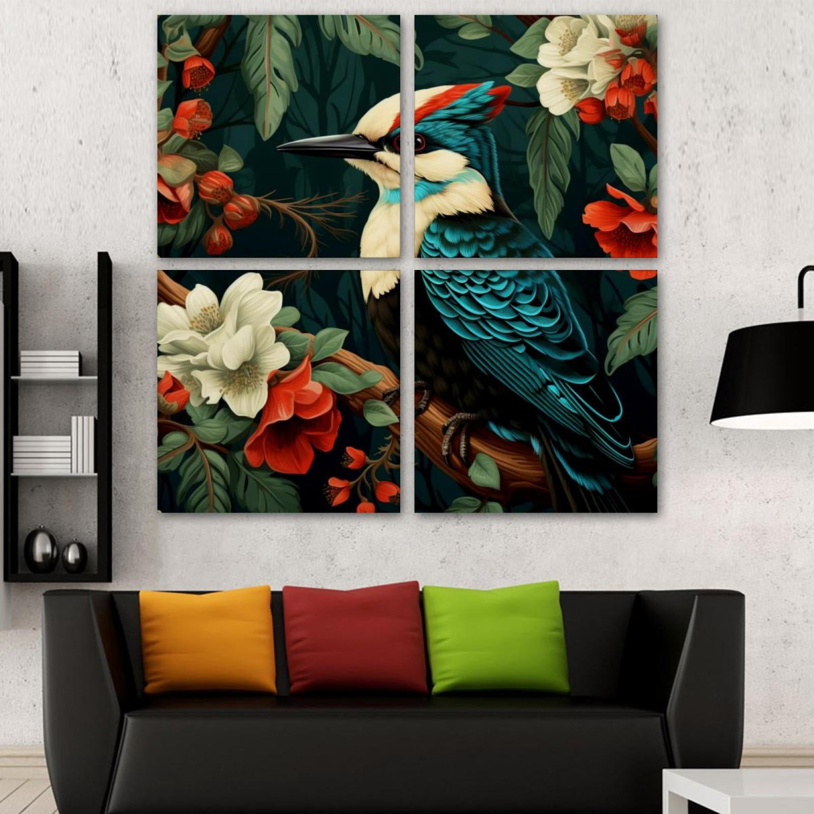 OWNSERIES Woodpecker Pattern 4PC Frameless Canvas Wall Art Paintings ...