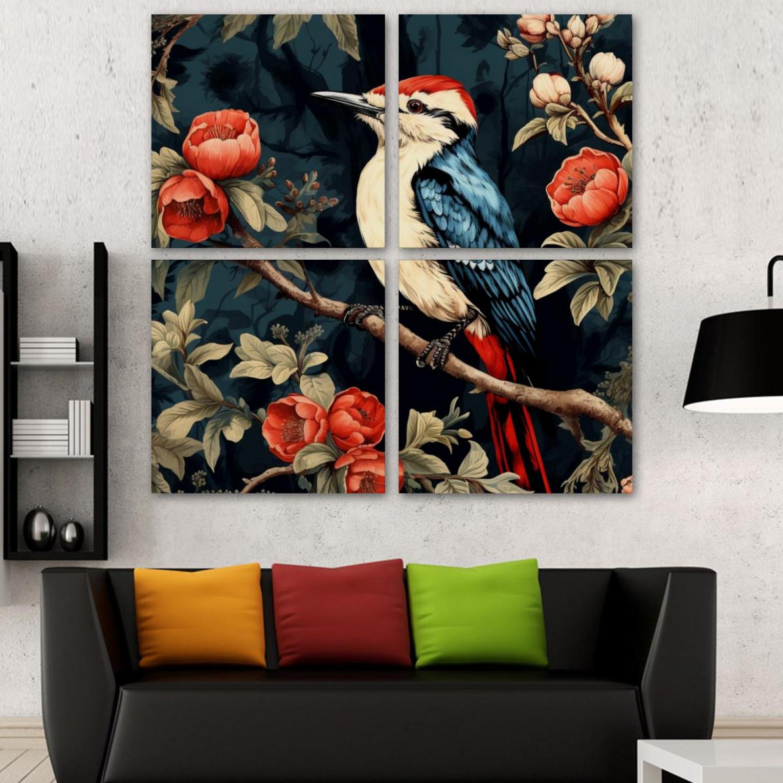 OWNSERIES Woodpecker Pattern 4PC Frameless Canvas Wall Art Paintings ...