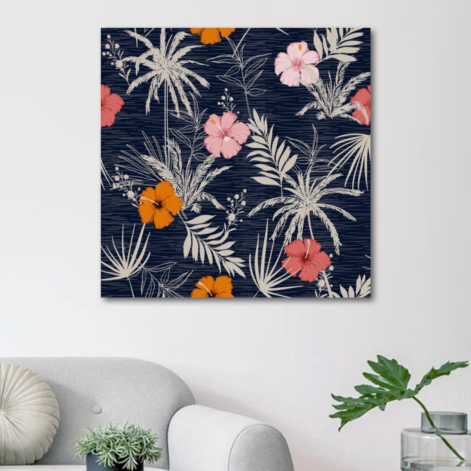OWNSERIES Yellow Pink Flower Pattern Canvas Wall Art Paintings for ...