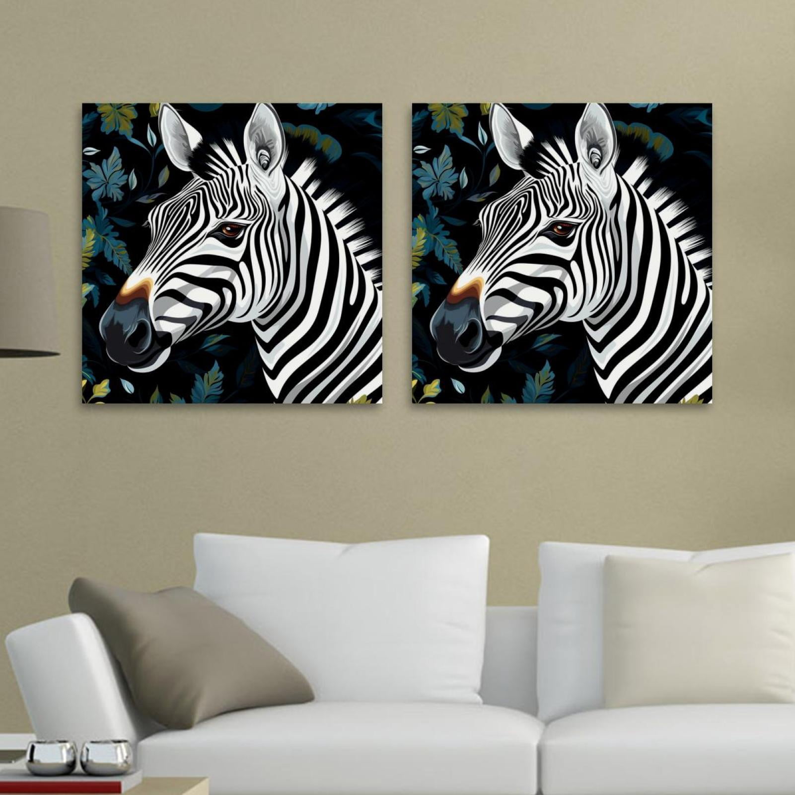 OWNSERIES Zebra Pattern 2PC Canvas Wall Art Paintings for Living Room ...