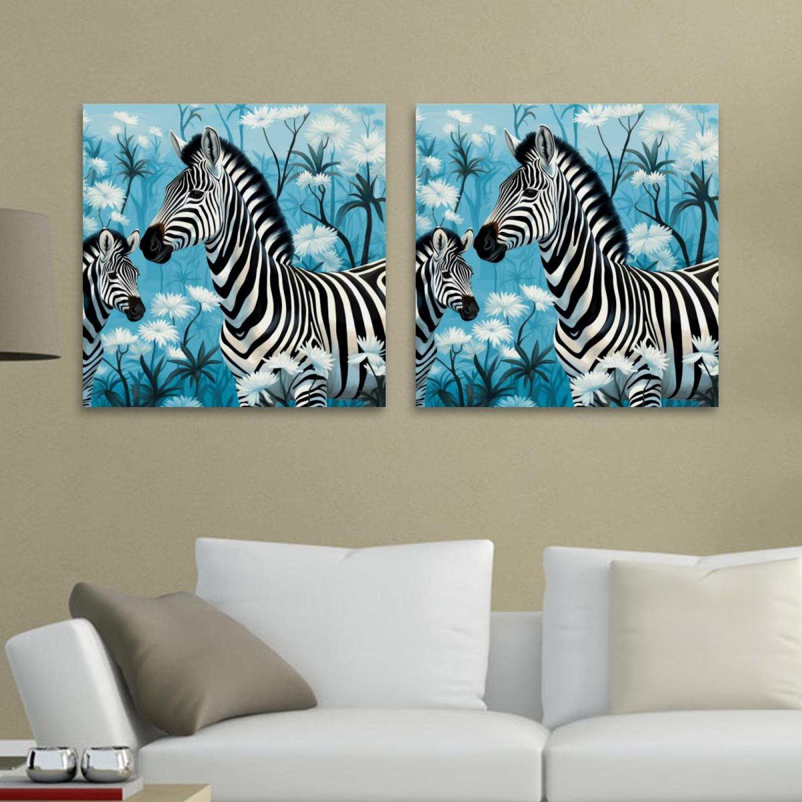 OWNSERIES Zebra Pattern 2PC Canvas Wall Art Paintings for Living Room ...