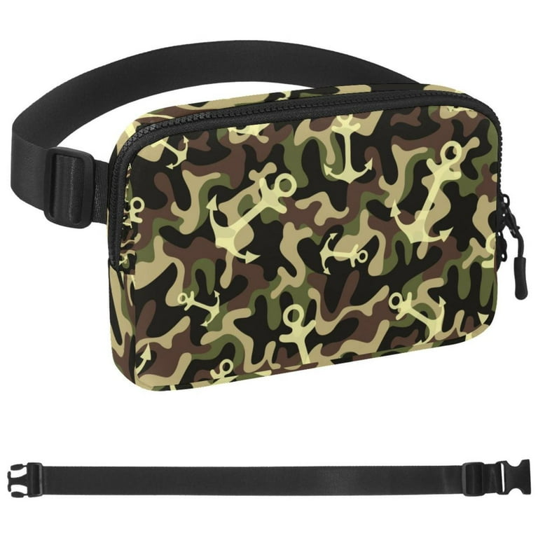OWNSUMMER Army Green Camouflage Anchor Pattern Waist Bag with Extension Strap Lightweight Adjustable Unisex Crossbody Bag Running Belt Walmart
