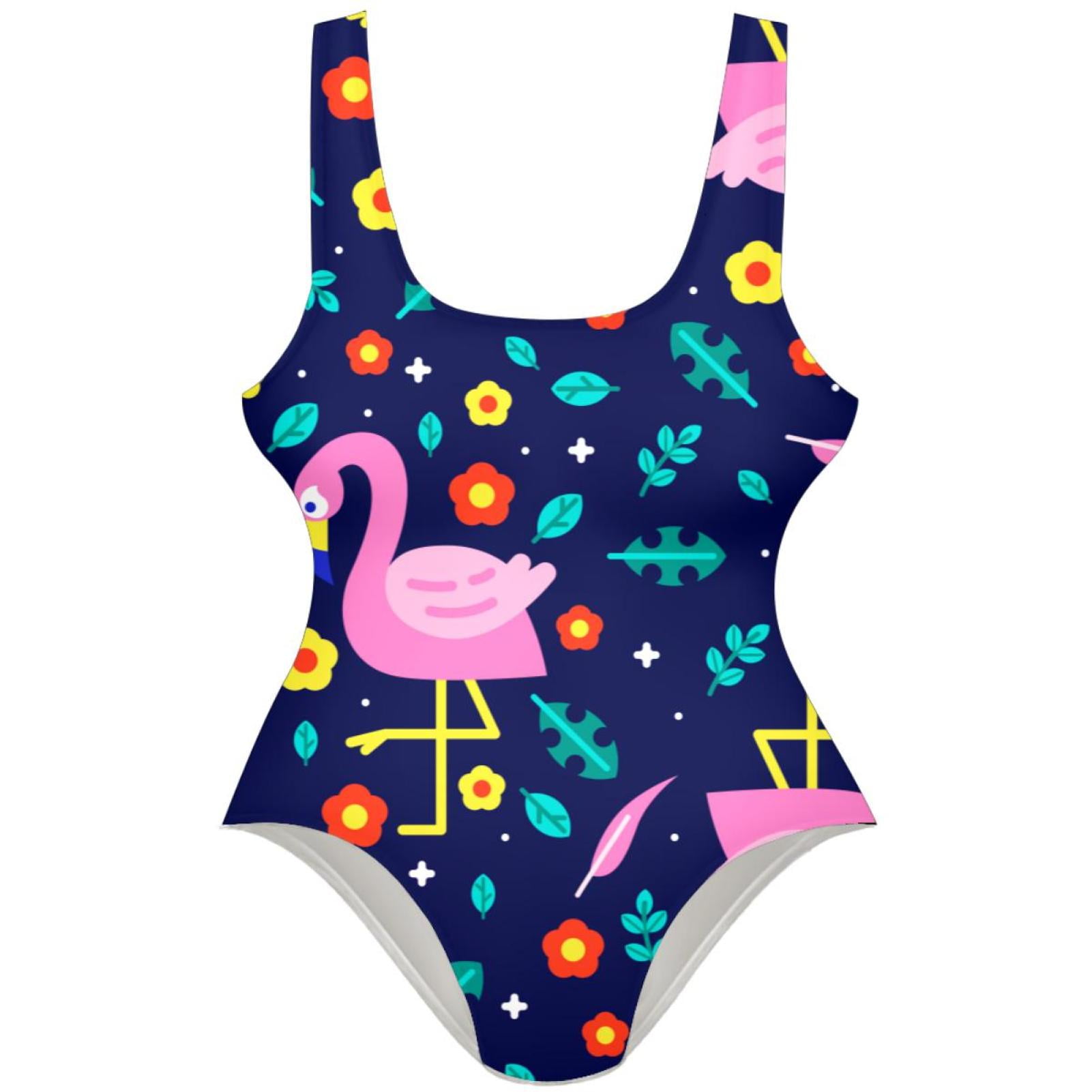 Ownsummer Blue Flamingo Pattern Stylish One Piece Swimsuit For Women