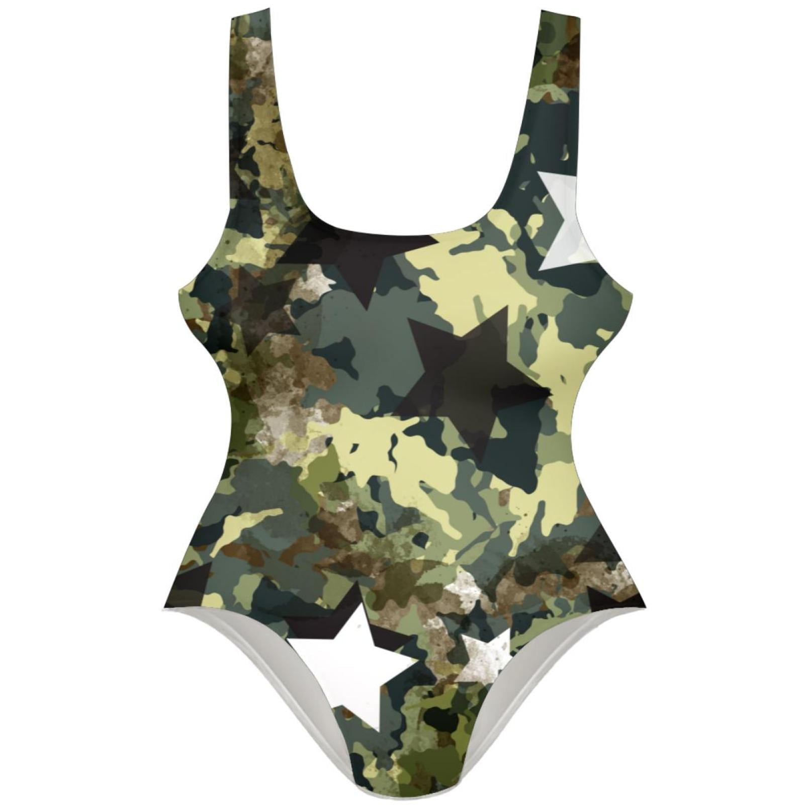 OWNSUMMER Camouflage Pattern Stylish One-Piece Swimsuit for Women, 80% ...