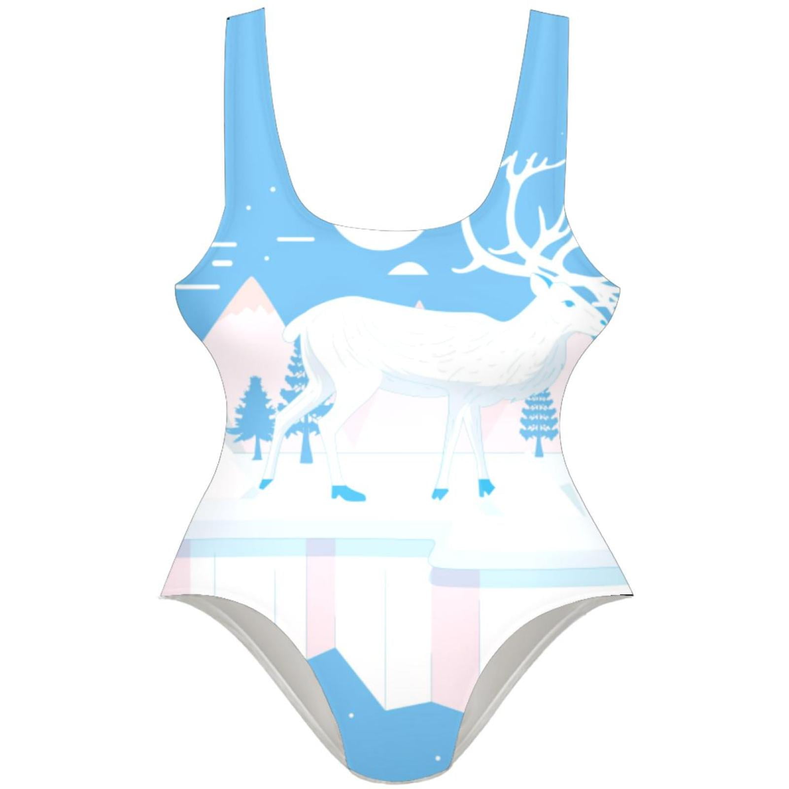 OWNSUMMER Caribou in the Snow Mountains Pattern Stylish One-Piece ...