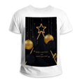 OWNSUMMER Christmas Golden Black Balls Pattern Stylish White TShirt