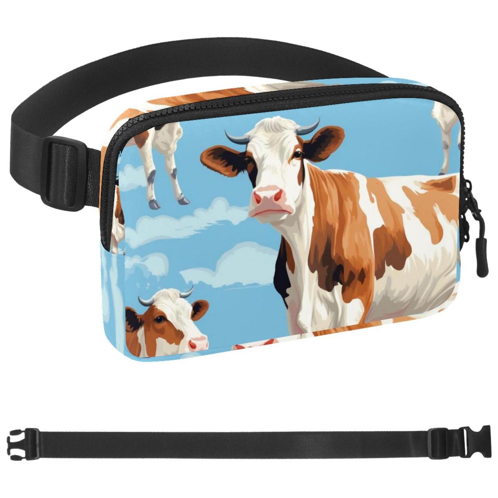 OWNSUMMER Cow Pattern Waist Bag with Extension Strap, Lightweight