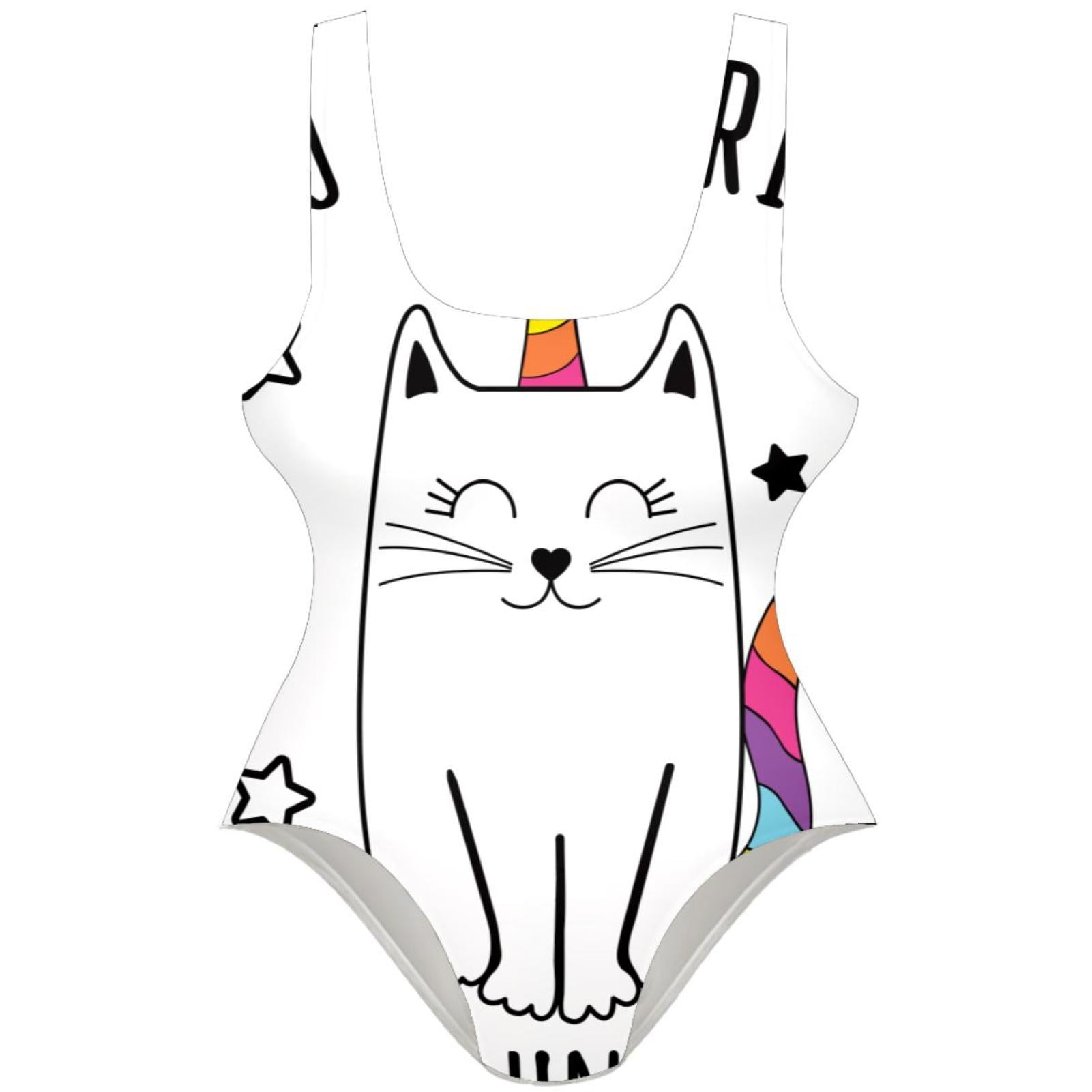 OWNSUMMER Funny Cute Cartoon Cat Unicorn Rainbow Stars Pattern Stylish ...