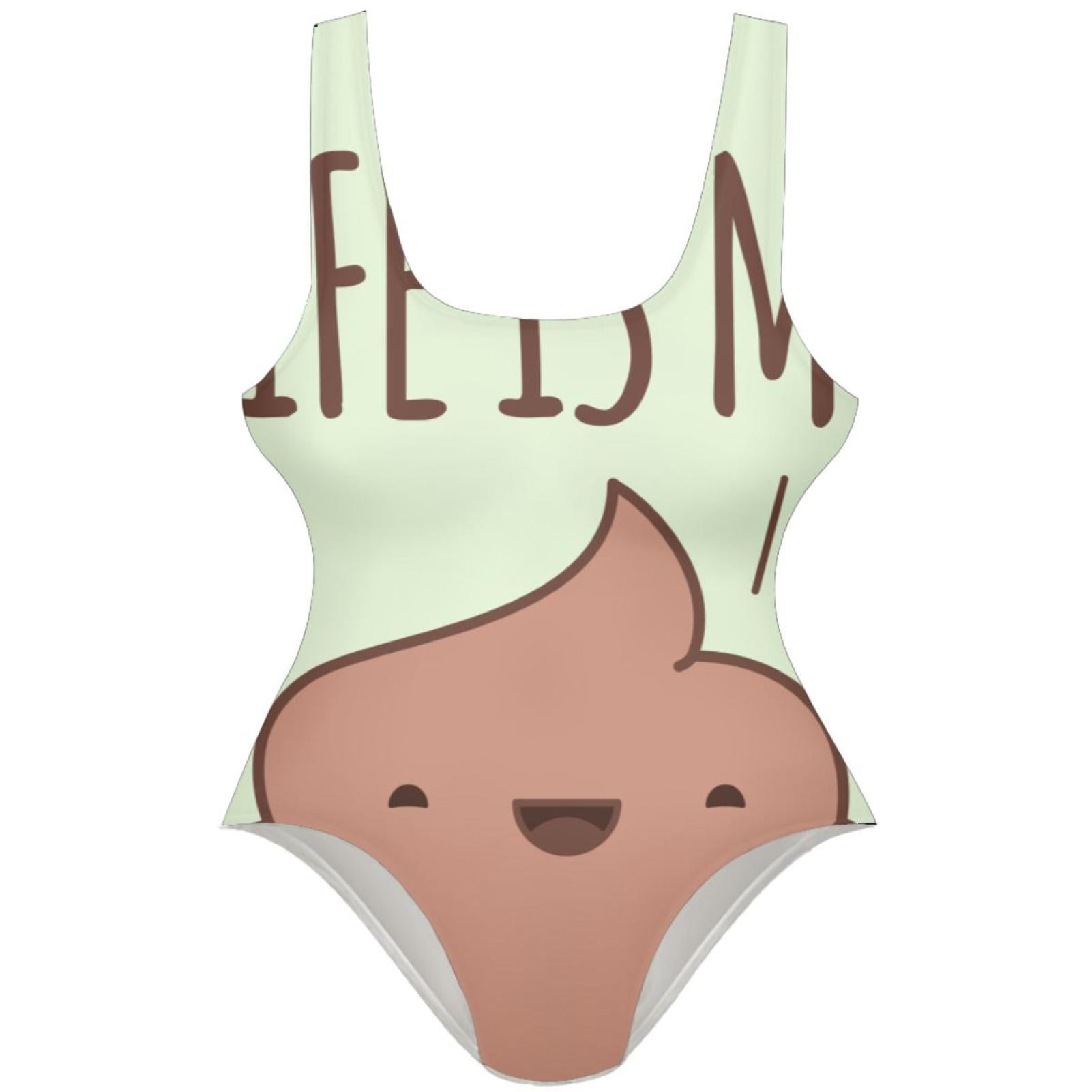 OWNSUMMER Funny Poop Life Is Me Pattern Stylish One-Piece Swimsuit for ...