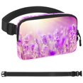 OWNSUMMER Lavender Flower Plant Bloom Pattern Waist Bag with Extension