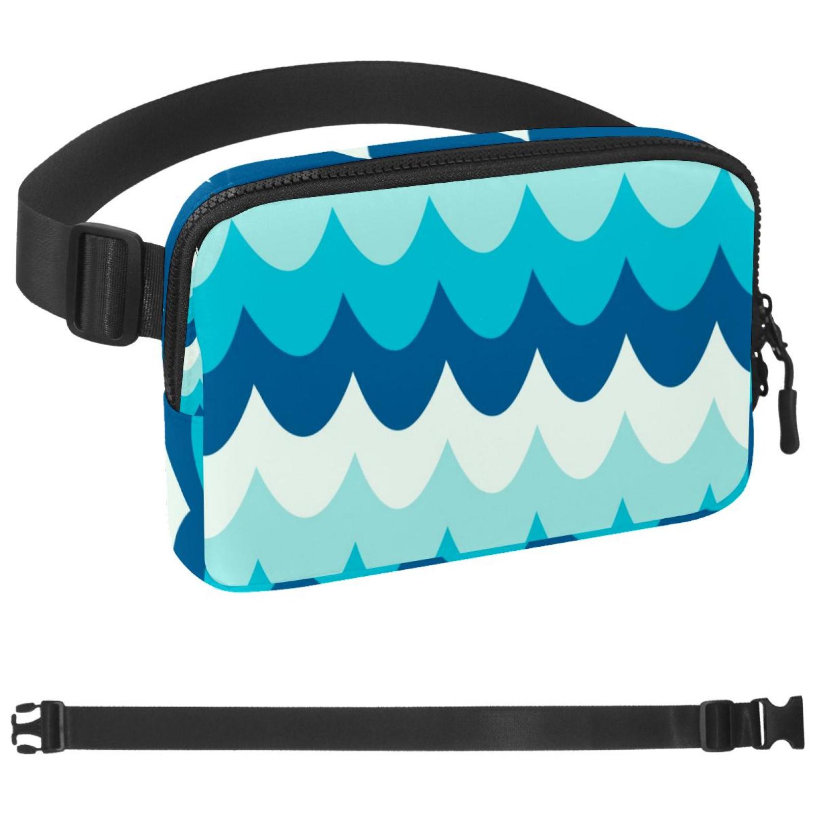 OWNSUMMER Nautical Blue Pattern Waist Bag with Extension Strap