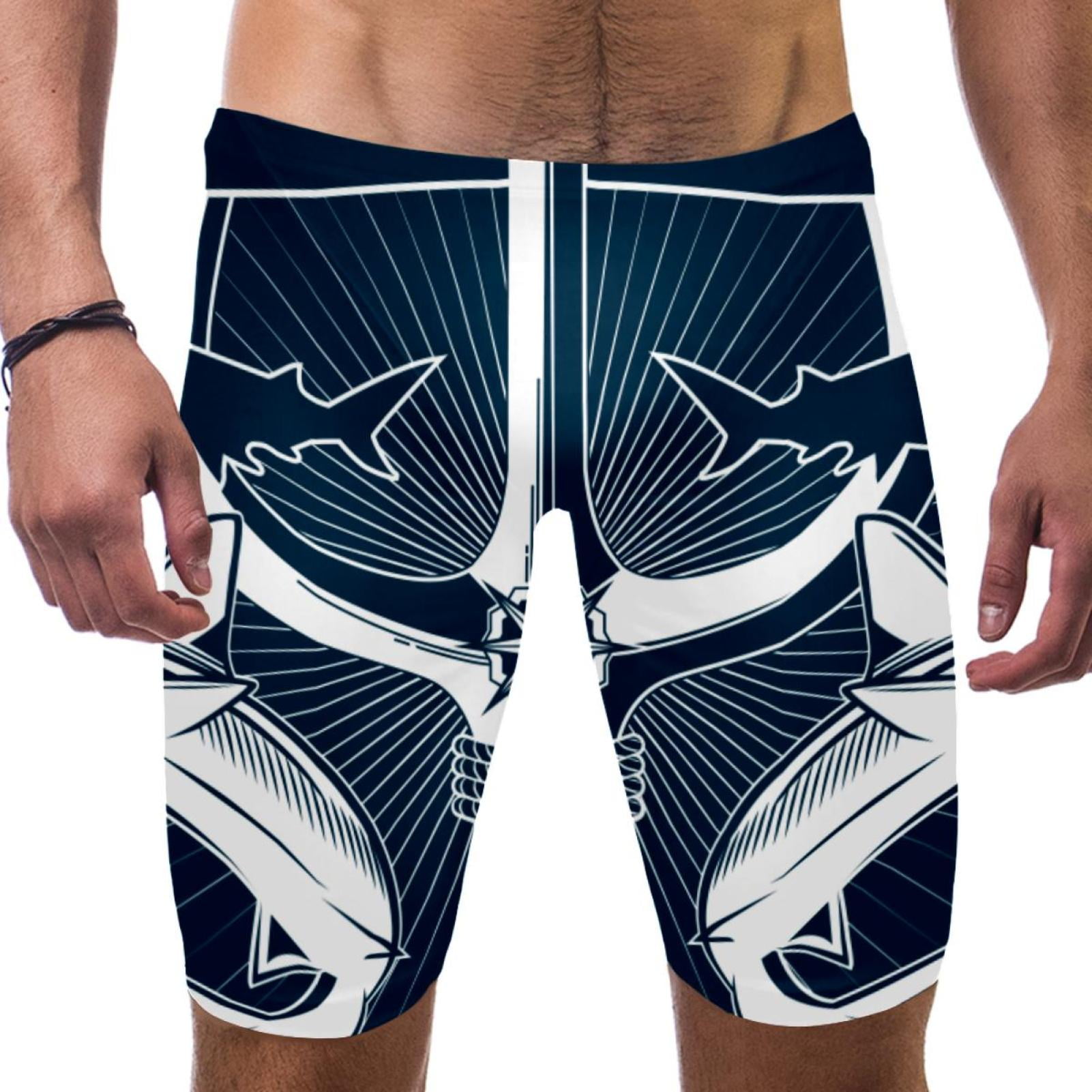 OWNSUMMER Navy Blue Pattern Mens Polyester Board Shorts Swim Trunks