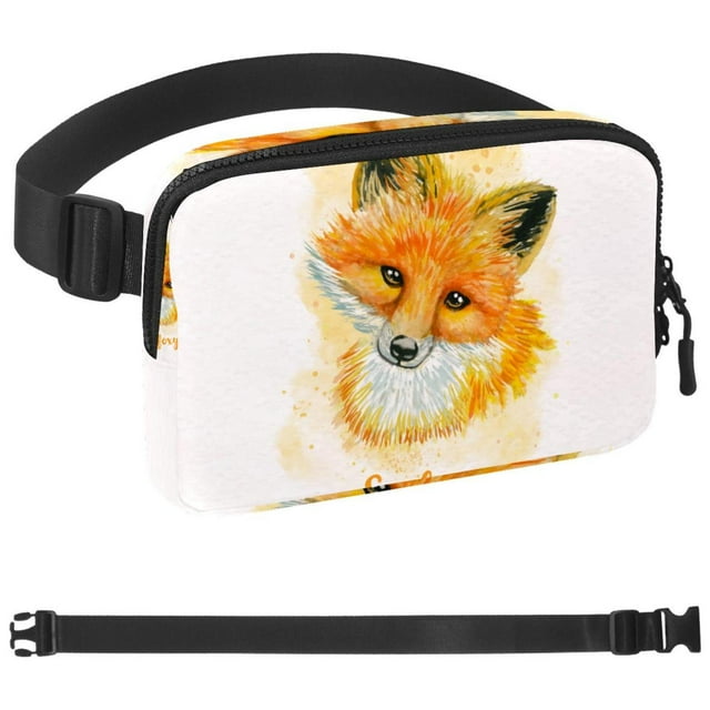 OWNSUMMER Painted Fox Pattern Waist Bag with Extension Strap ...