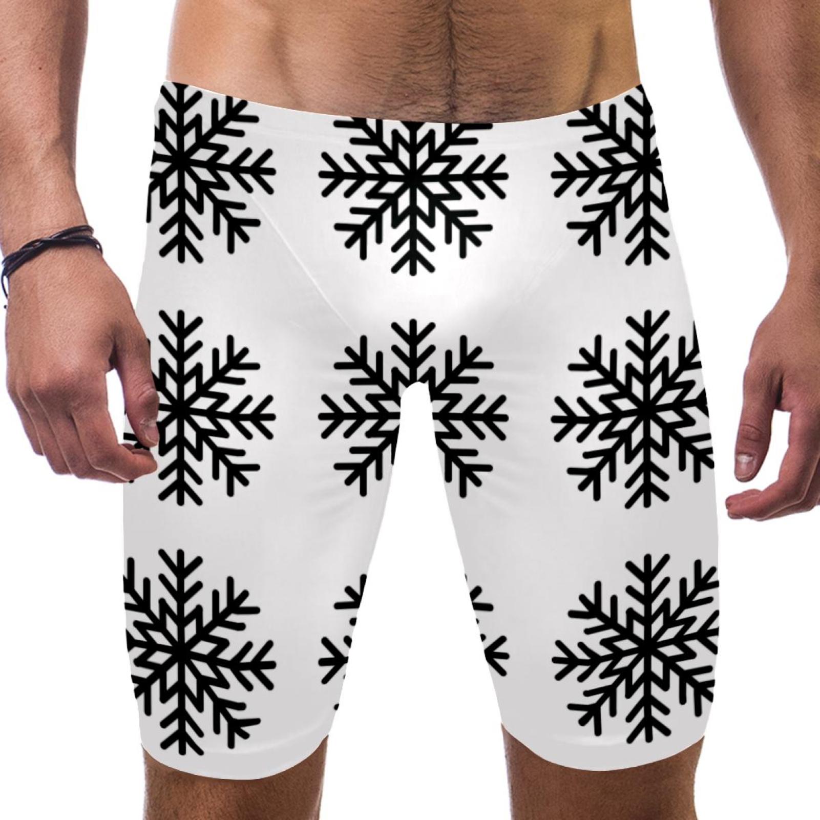 OWNSUMMER Snowflake Winter Black White Pattern Mens Polyester Board