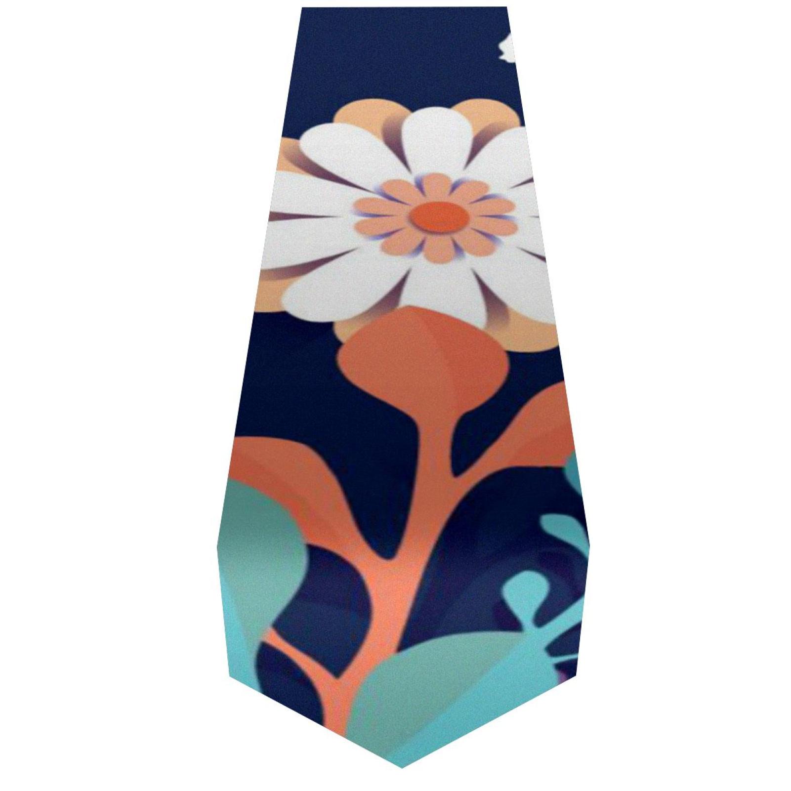 OWNTA 3D Floral Flowers Pattern Elegant Polyester Table Runner, Perfect