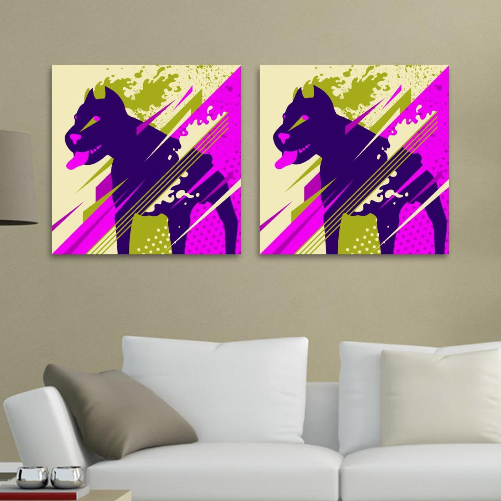 OWNTA Abstract Dog Pattern 2PC Canvas Wall Art Paintings for Living