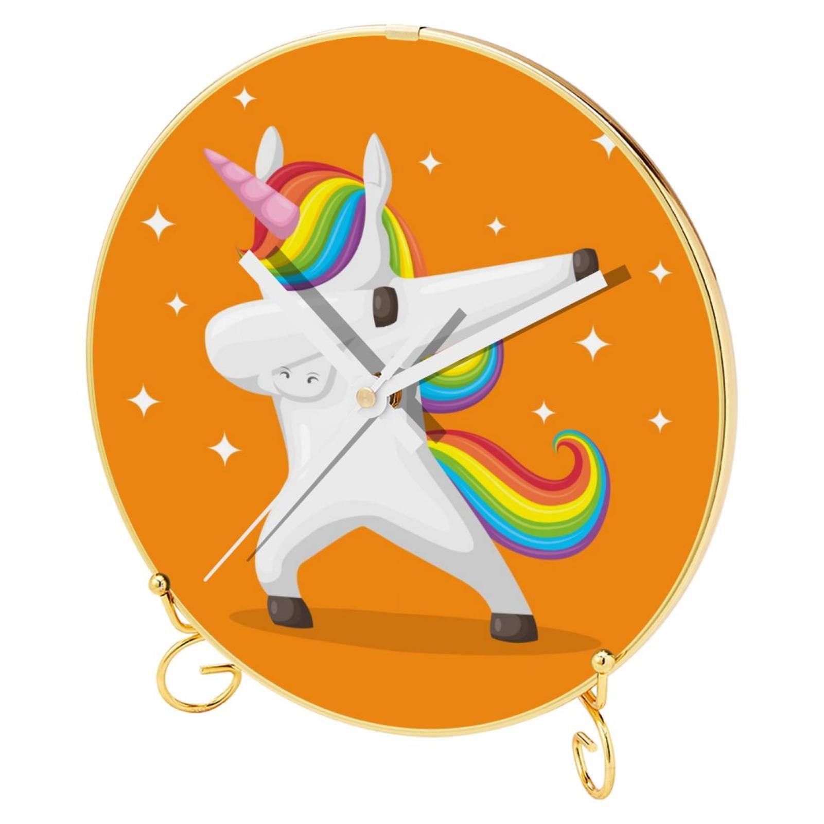 OWNTA Animal Unicorn Pattern Round Printed Wall Clocks with Hooks and