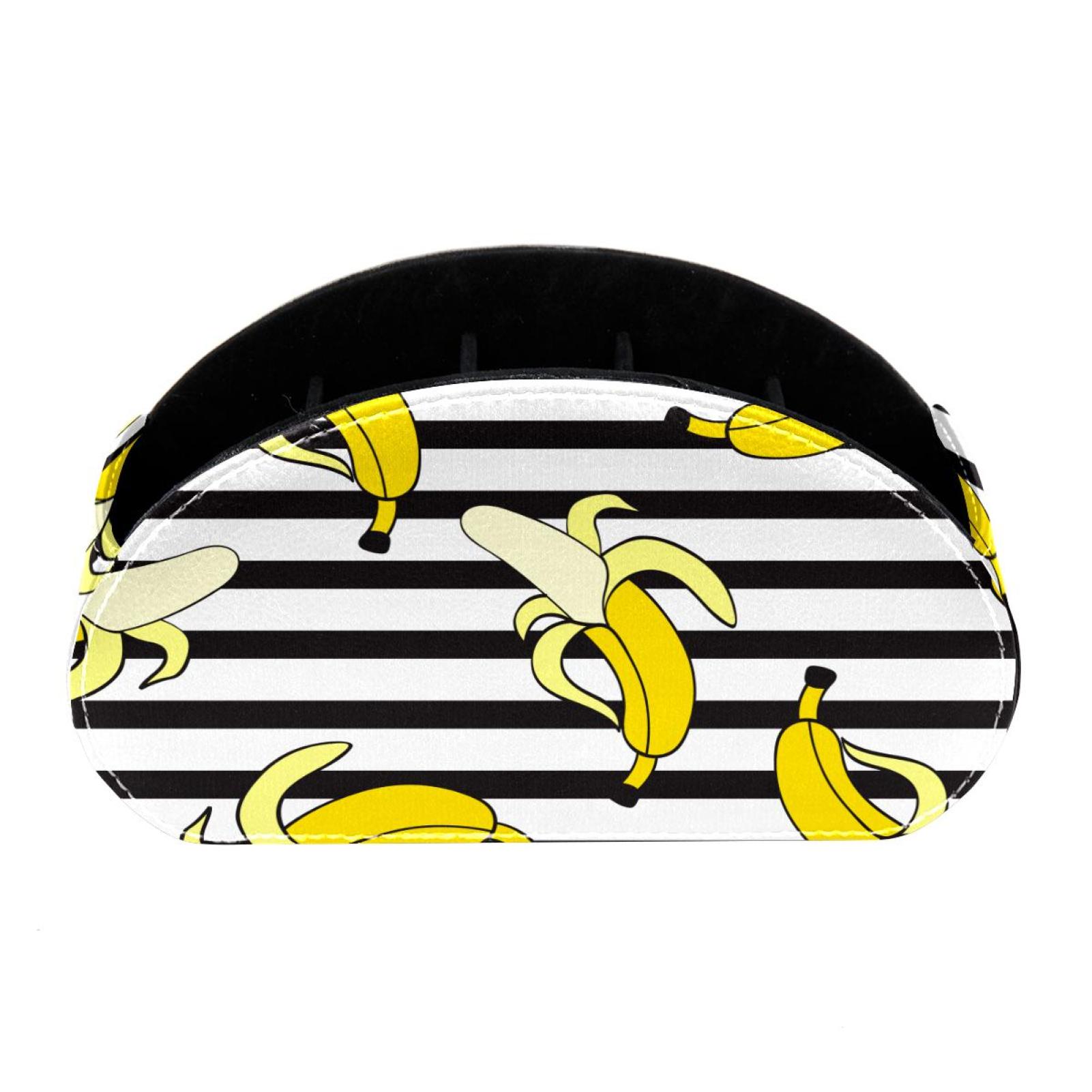 OWNTA Bananas Stripes Pattern PVC Leather Brush Holder with Five