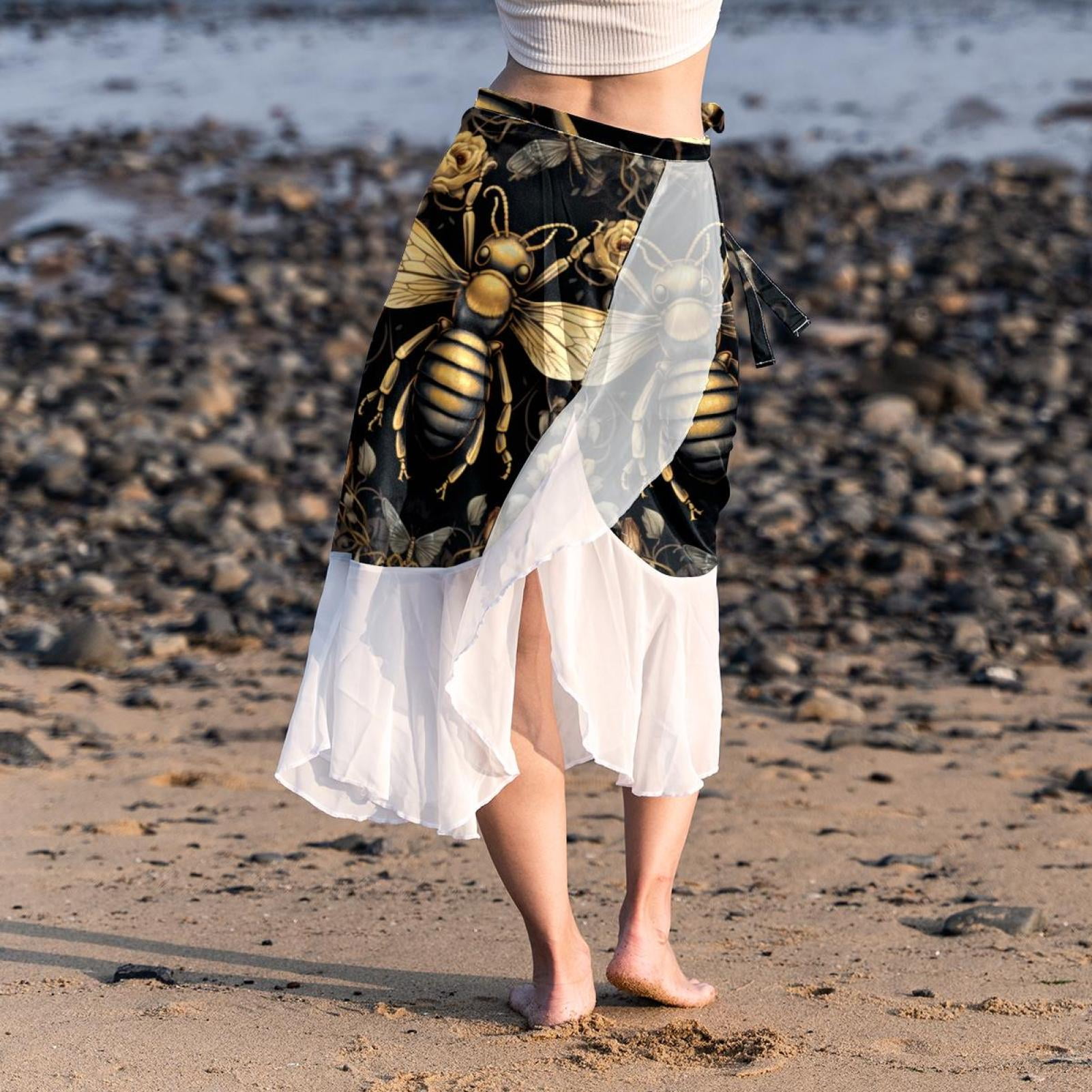 OWNTA Bees Pattern Stunning Chiffon Beach Skirts: Women's Breathable ...