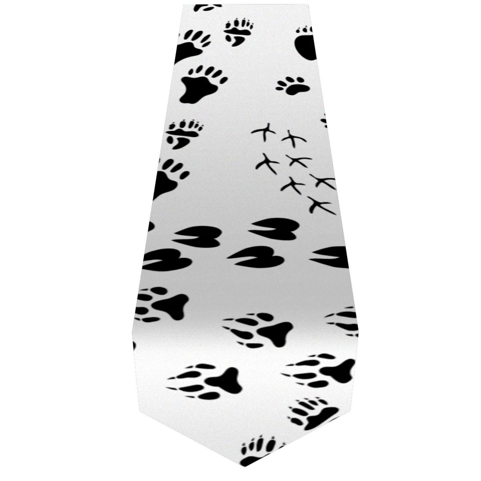 OWNTA Black White Animal Paws Cats Dogs Claw Pattern Elegant Polyester Table Runner, Perfect for