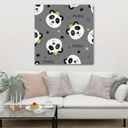 OWNTA Cartoon Grey Panda Pattern Canvas Wall Art Paintings for Living Room - Canvas Framed Print Wall Artworks Bedroom Decoration Office Wall Decor