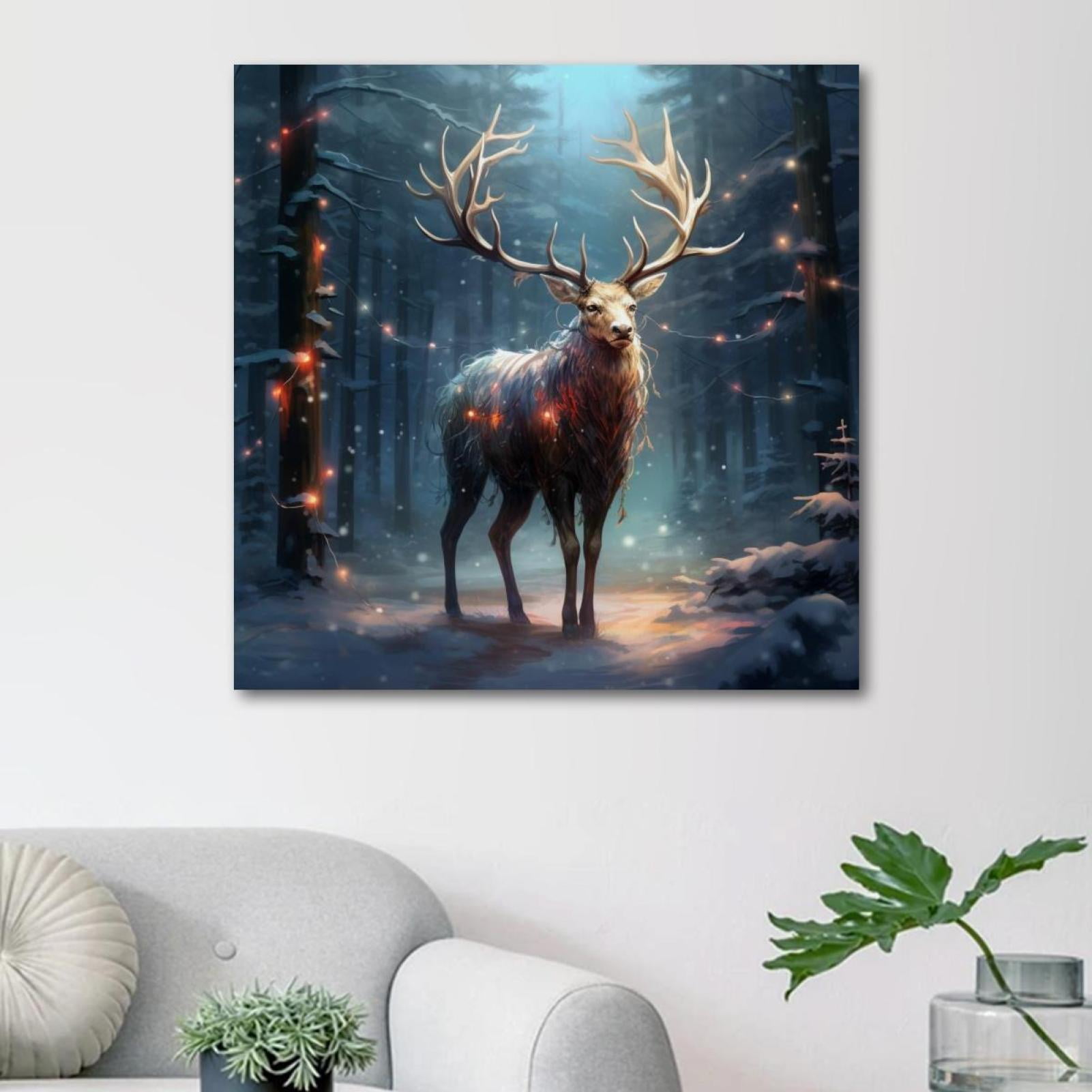 OWNTA Christmas Elk Pattern Canvas Wall Art Paintings for Living Room ...