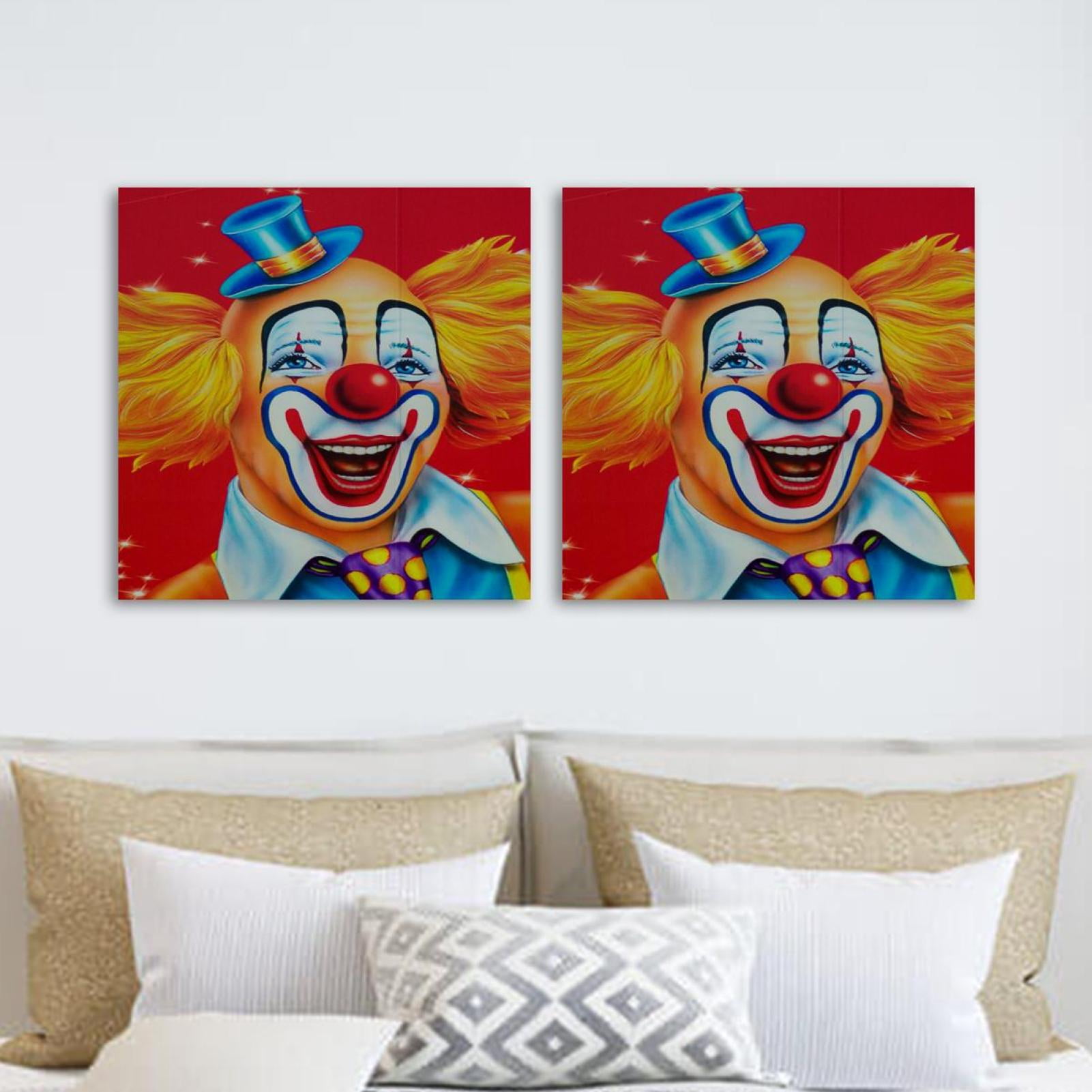 OWNTA Circus Clown Red Pattern 2PC Canvas Wall Art Paintings for Living