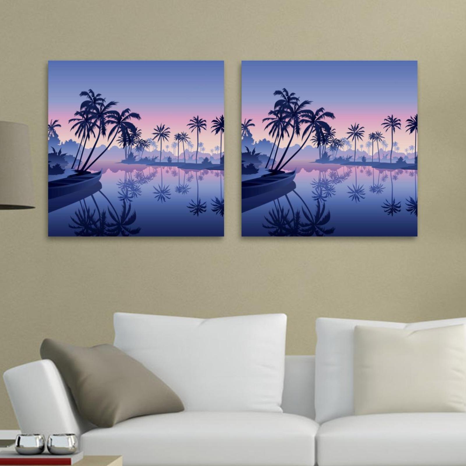 OWNTA Coconut Landscape Pattern 2PC Canvas Wall Art Paintings for