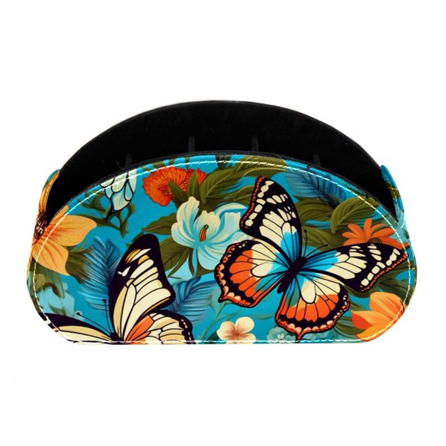 Ownta Colorful Butterfly Pattern Pvc Leather Brush Holder With Five