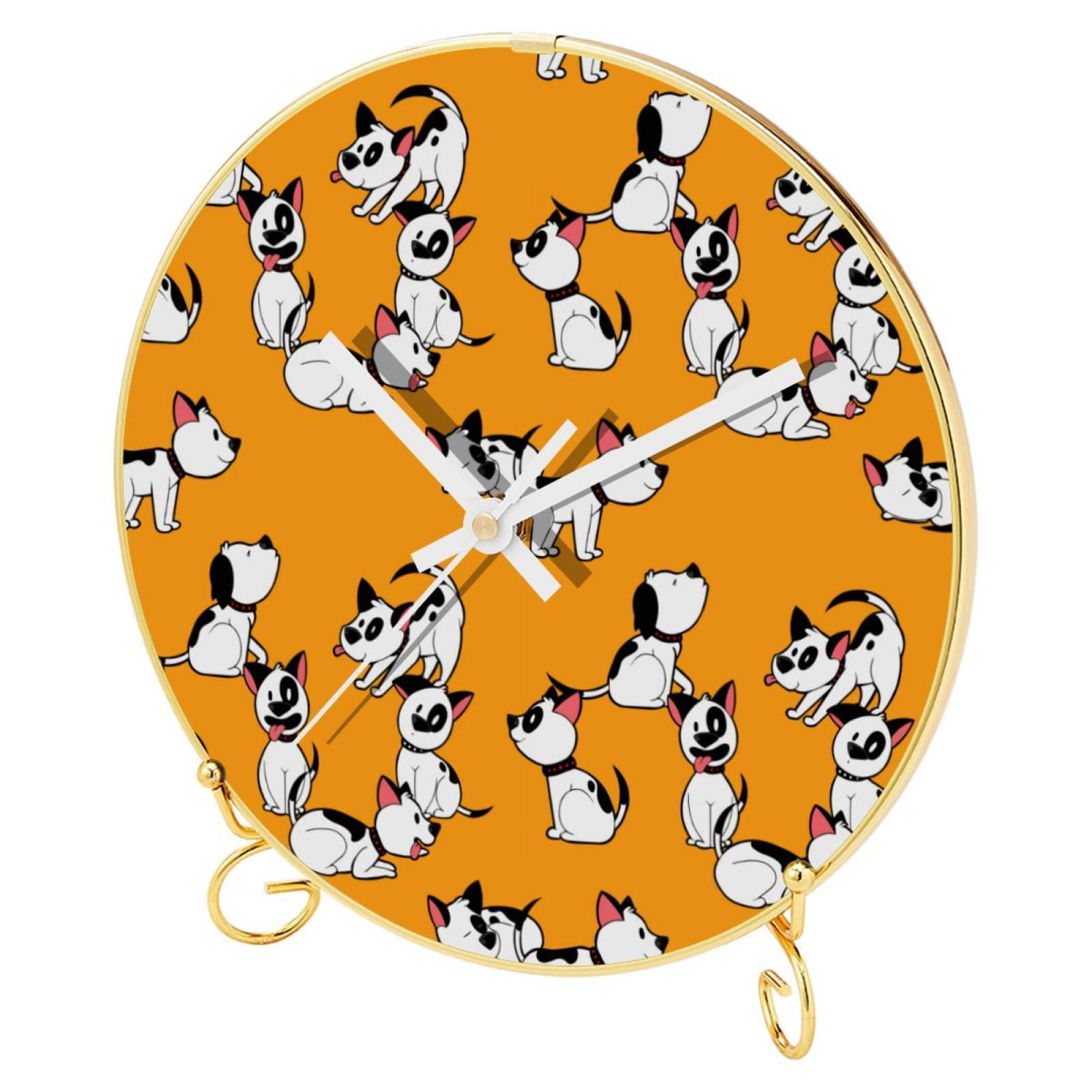 OWNTA Cute Cartoon Dog Puppy Pattern Round Printed Wall Clocks with