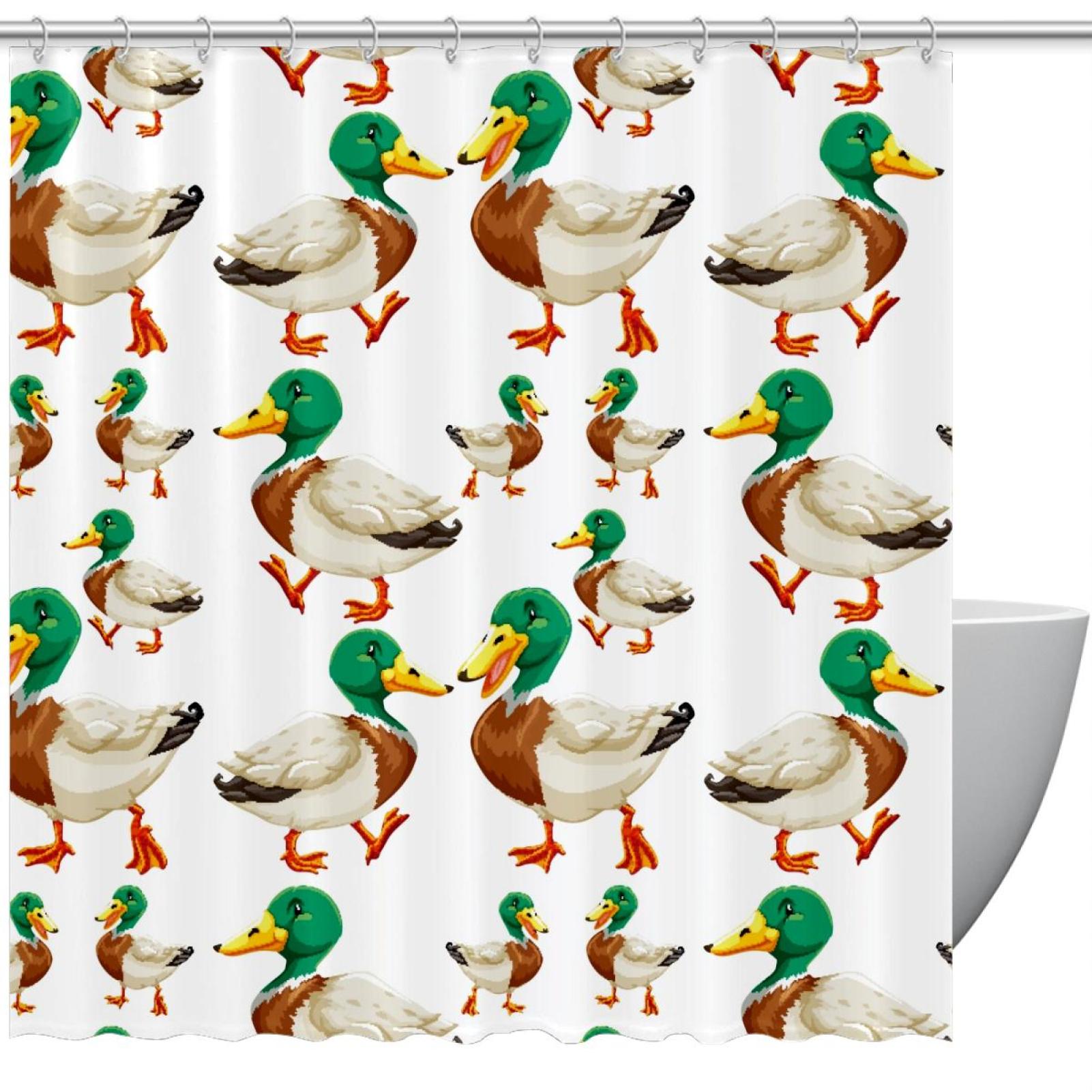 OWNTA Cute Green Head Ducks on White Background Pattern Waterproof and