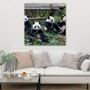 OWNTA Cute Pandas Eatting Bamboo Pattern Canvas Wall Art Paintings for Living Room - Canvas Framed Print Wall Artworks Bedroom Decoration Office Wall Decor