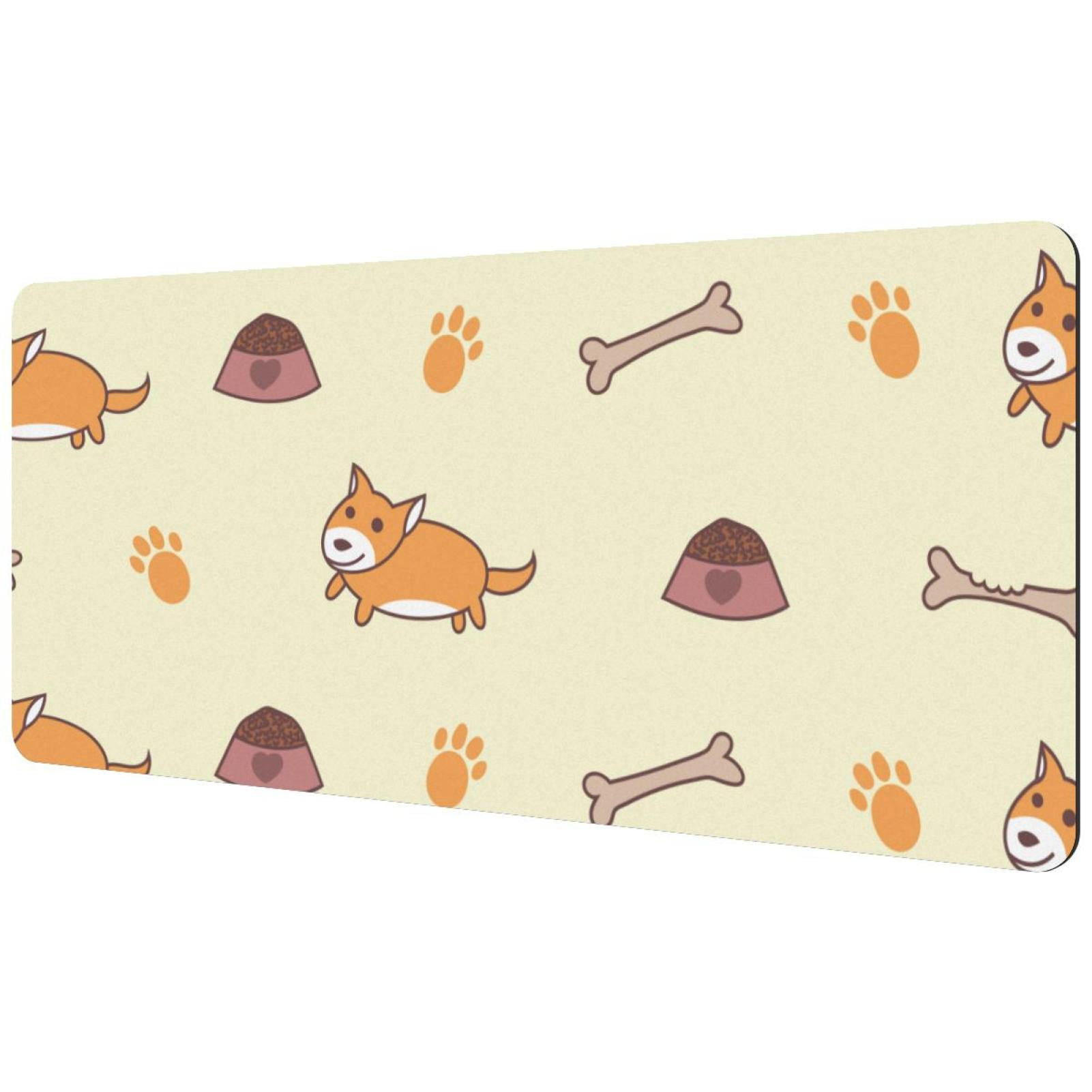 OWNTA Cute Welsh Corgi Dogs Paw Bone Pattern Rectangular Extended Desk ...