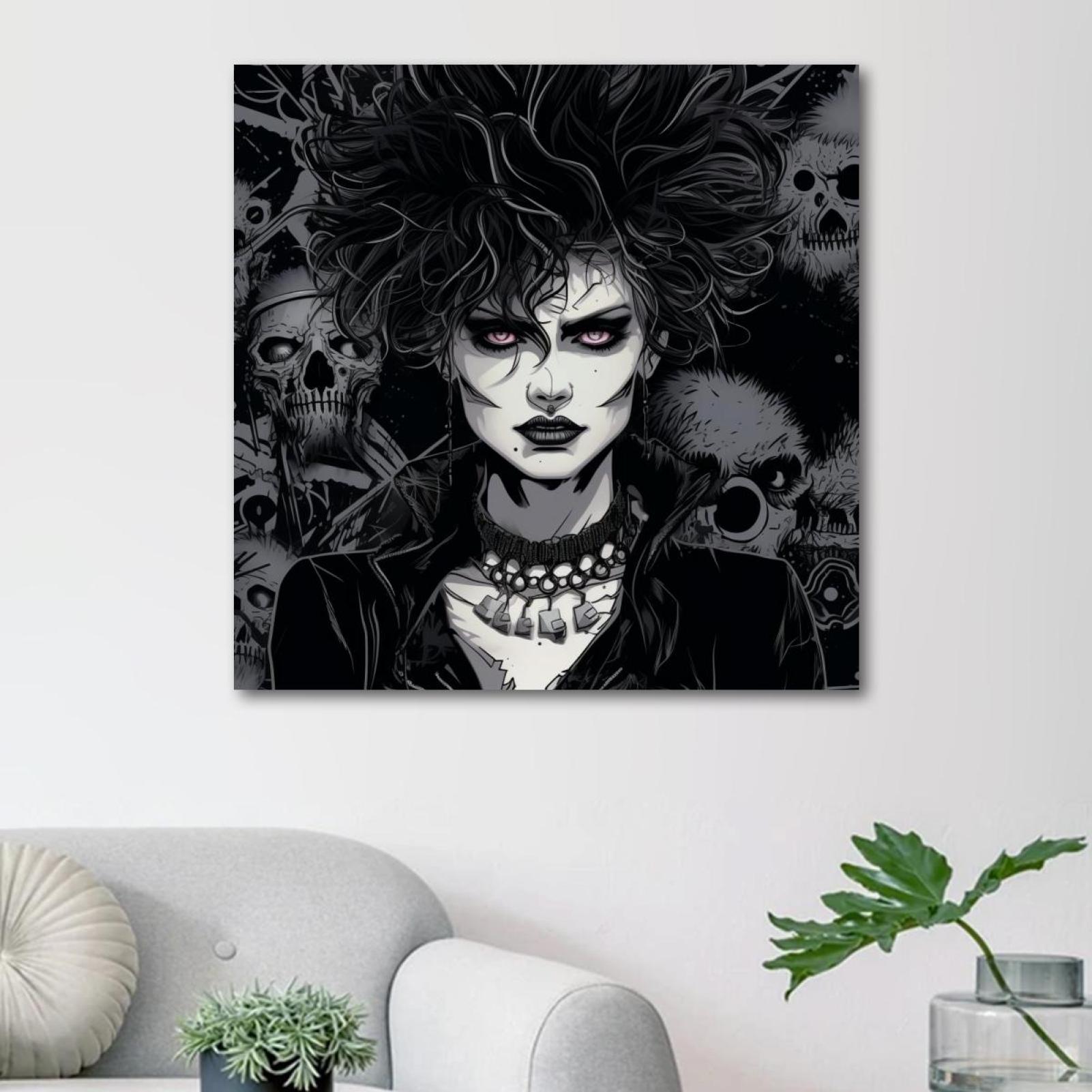 OWNTA Dark Punk Pattern Canvas Wall Art Paintings for Living Room