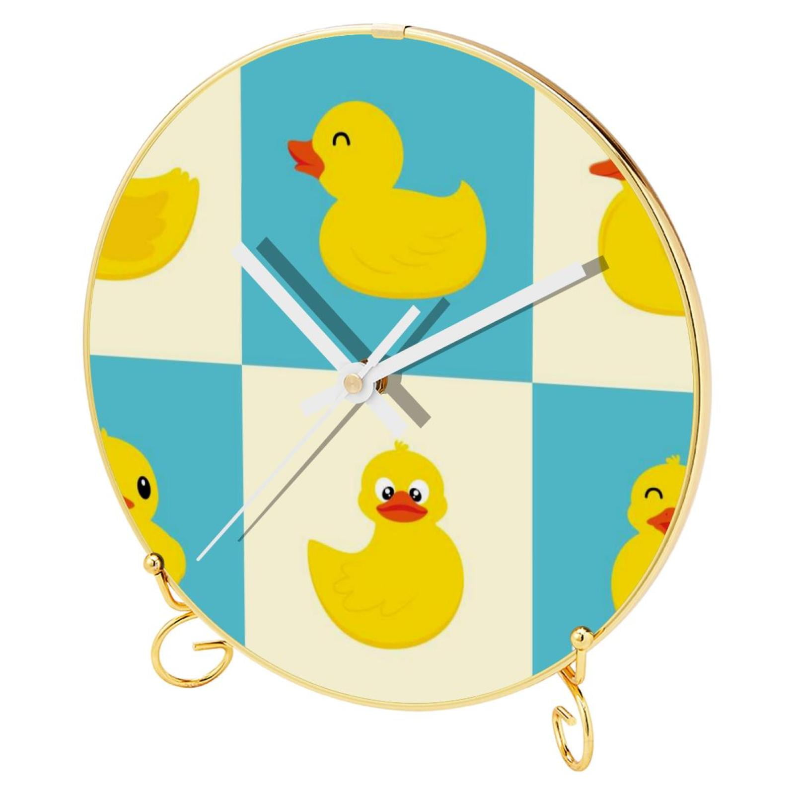 OWNTA Duck Pattern Round Printed Wall Clocks with Hooks and Gold Stand ...