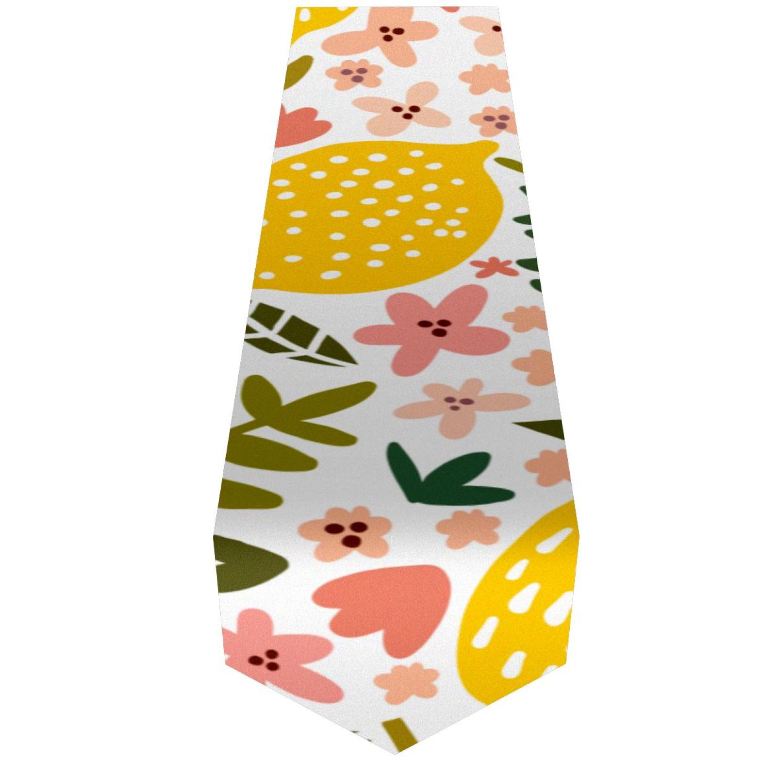 OWNTA Fruit Lemon with Florals Pattern Elegant Polyester Table Runner