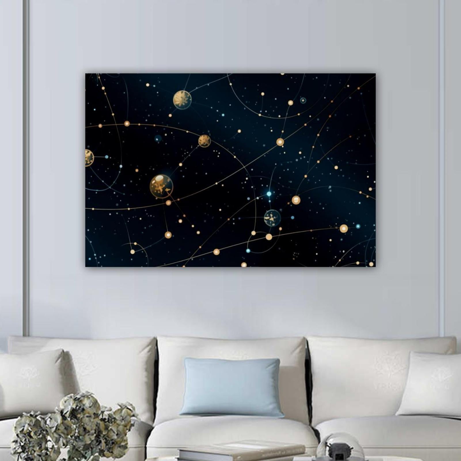 OWNTA Gemini Constellation Pattern Canvas Wall Art Paintings for Living