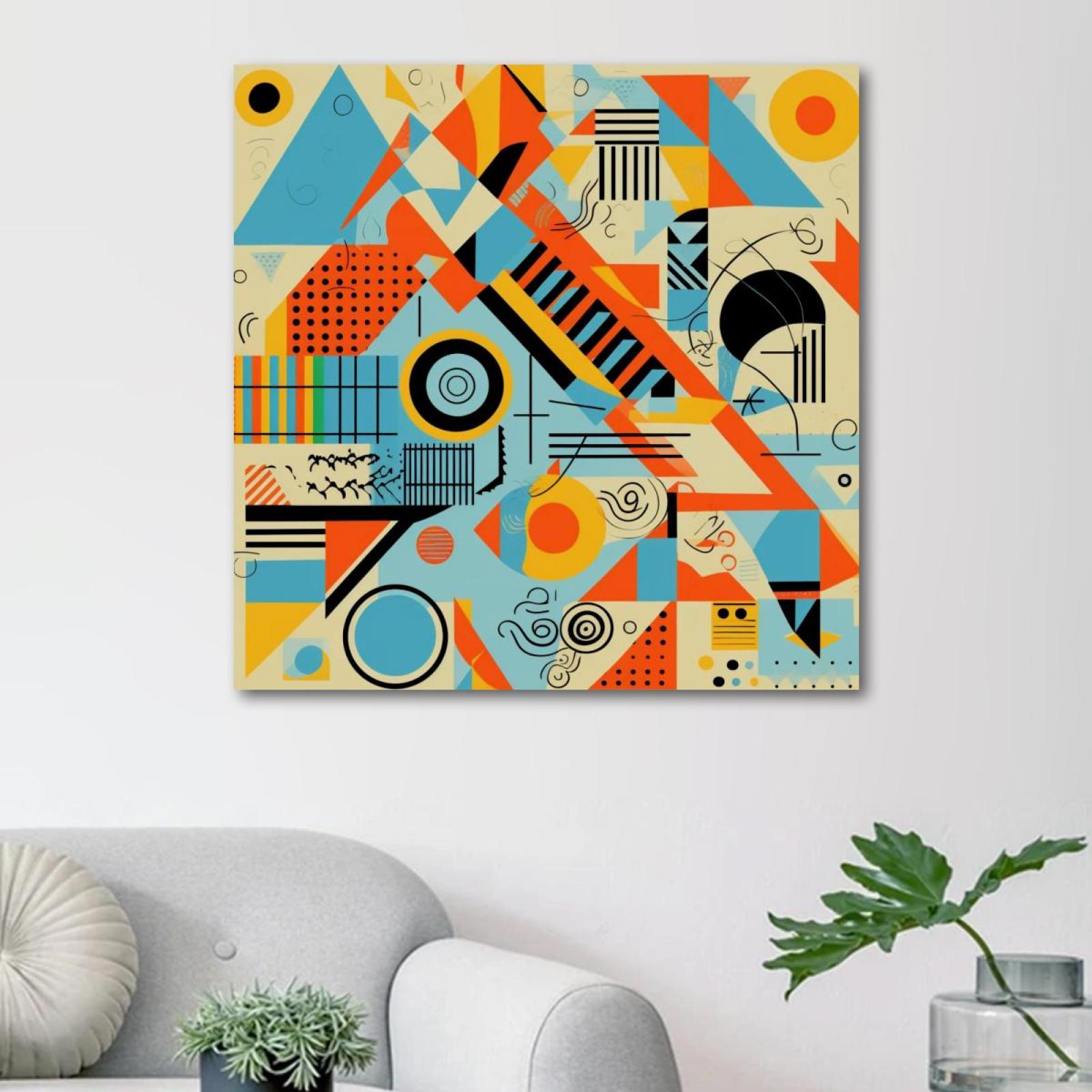 OWNTA Geometric Cube Pattern Canvas Wall Art Paintings for Living Room