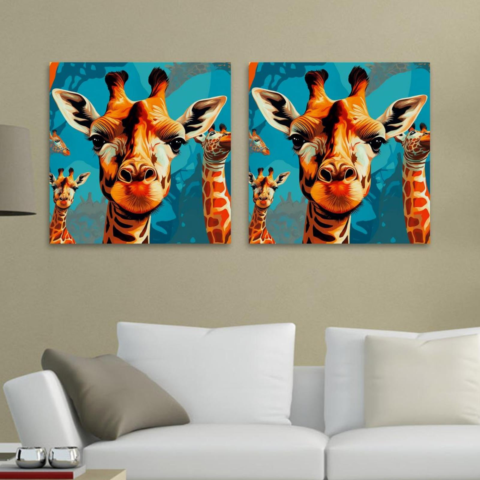 OWNTA Giraffe Pattern 2PC Canvas Wall Art Paintings for Living Room