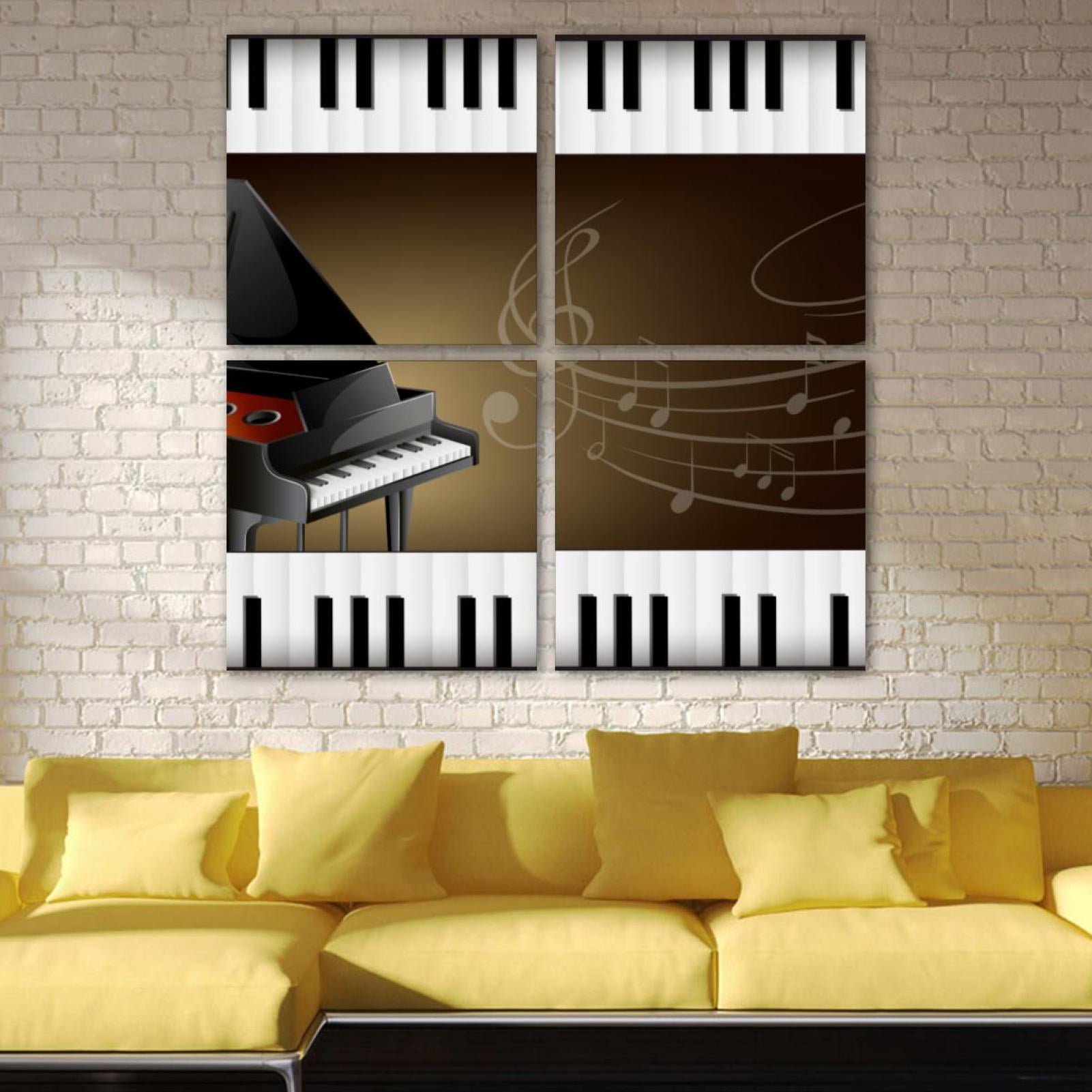 OWNTA Grand Piano with Keyboards and Musicnotes Pattern 4PC Frameless