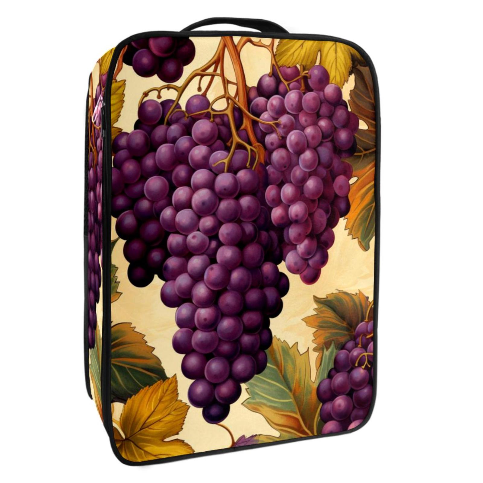 OWNTA Grape Pattern Premium Polyester Shoe Box Durable 9x12in Storage Container Organize