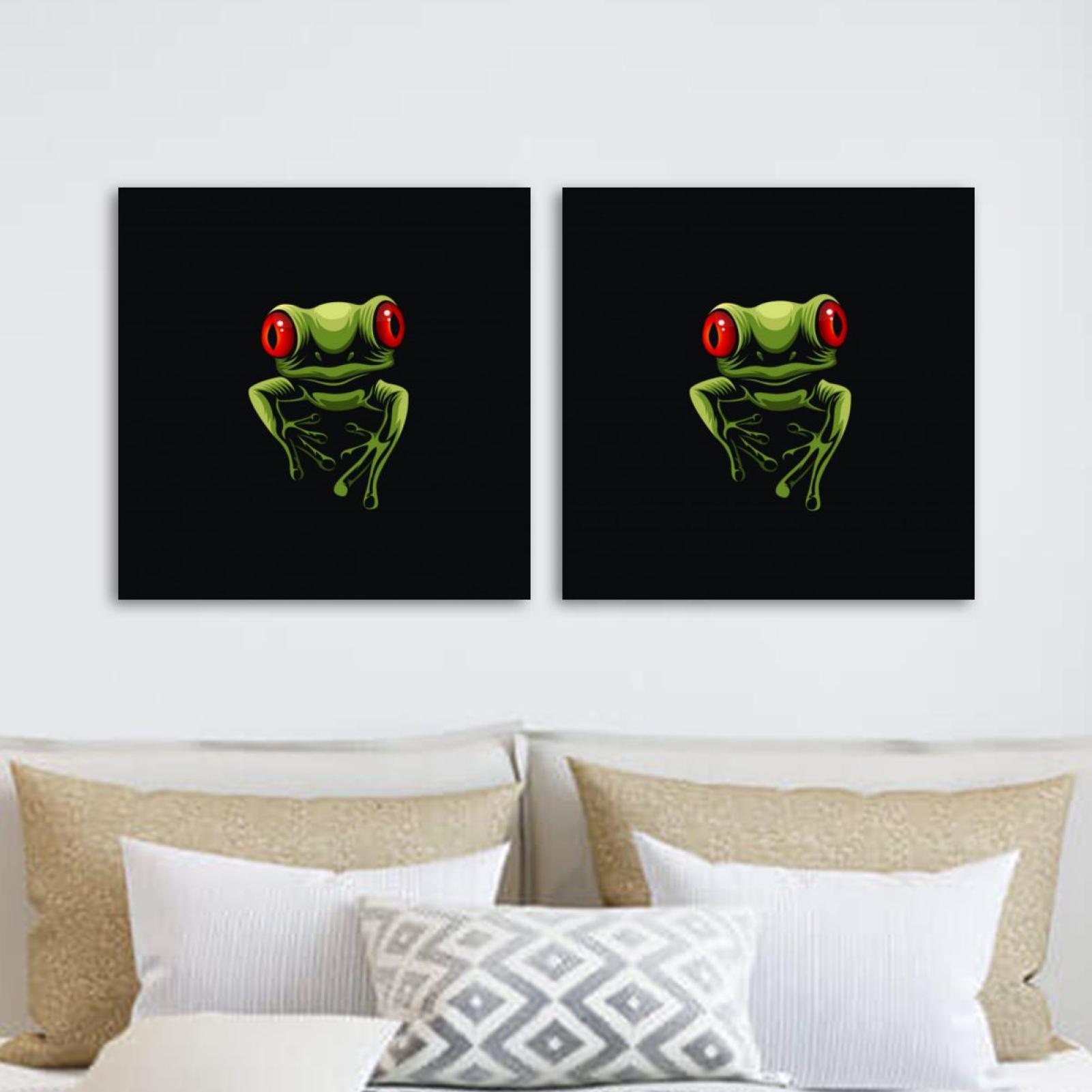 OWNTA Green Frog Pattern 2PC Canvas Wall Art Paintings for Living Room ...