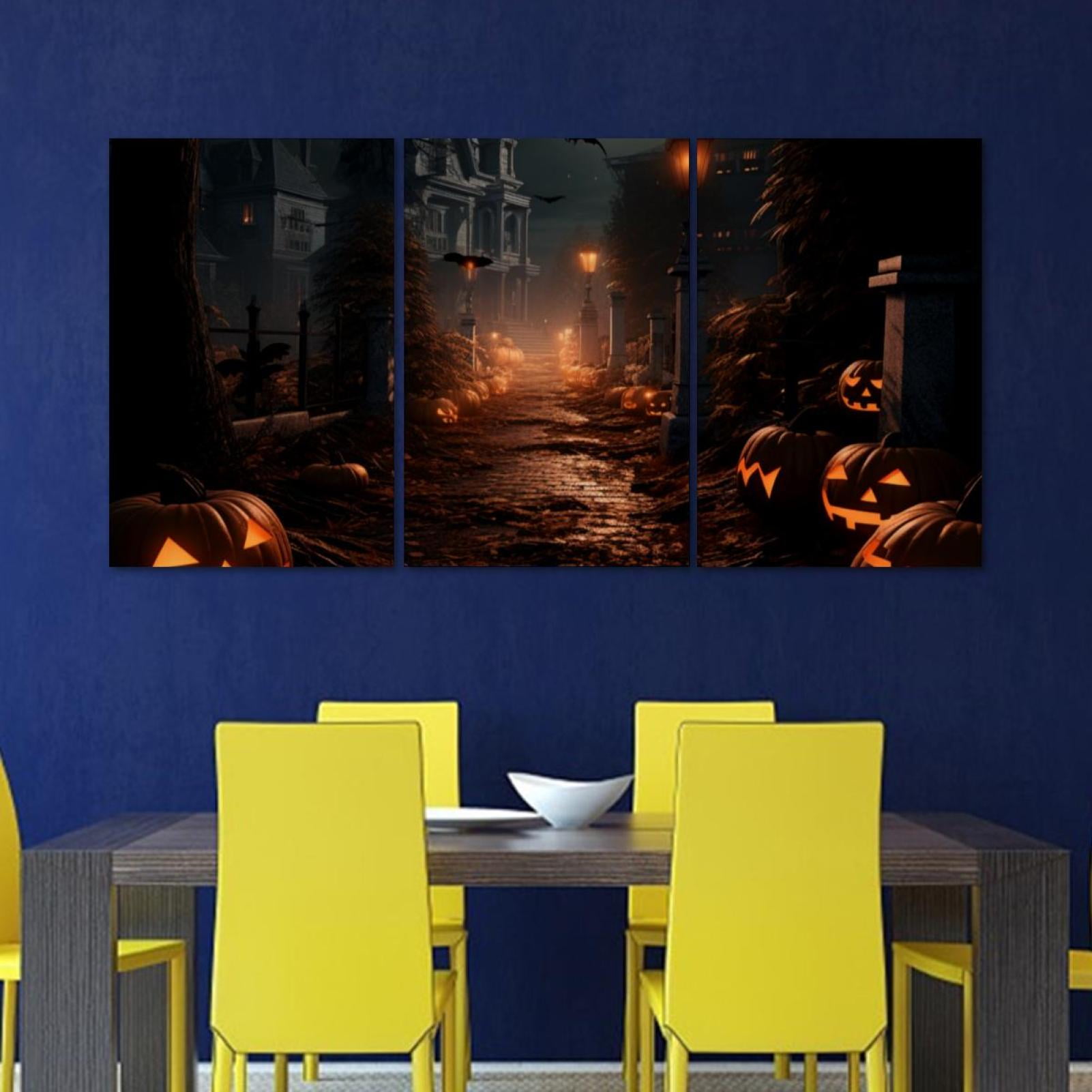 OWNTA Halloween Pattern 3PC Frameless Canvas Wall Art Paintings for