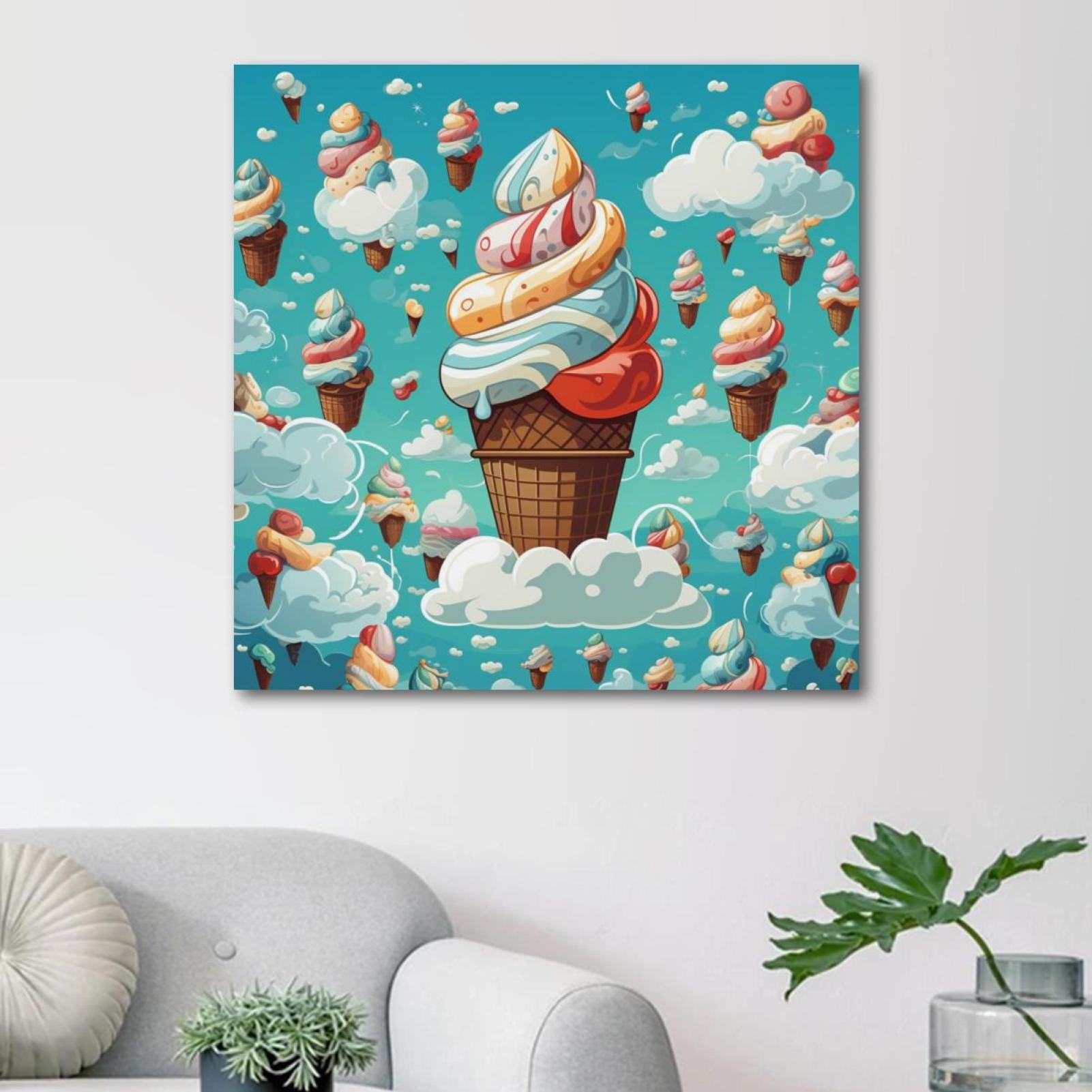 OWNTA Ice Cream Pattern Canvas Wall Art Paintings for Living Room