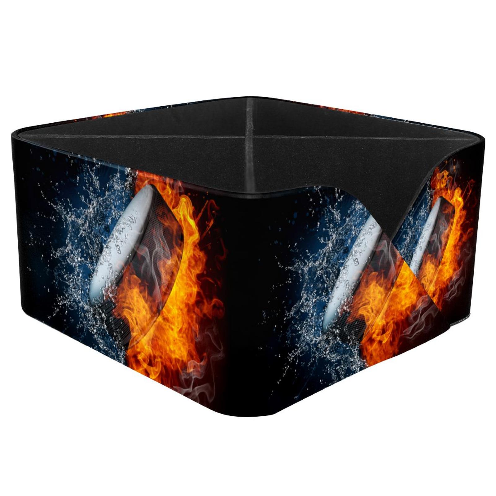 OWNTA Ice Hockey with Flame Pattern Square Pencil Storage Case with 4 Compartments, Removable